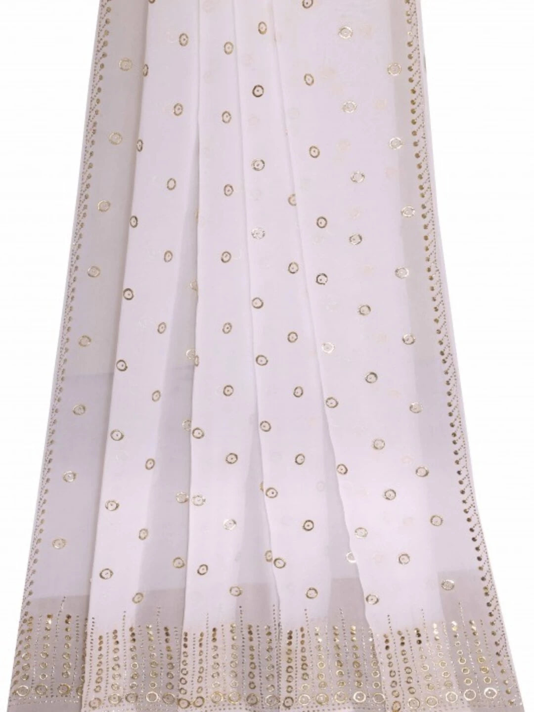 Ada Hand Embroidered White Georgette Lucknowi Chikankari Dupatta with Muqaish Work A581615