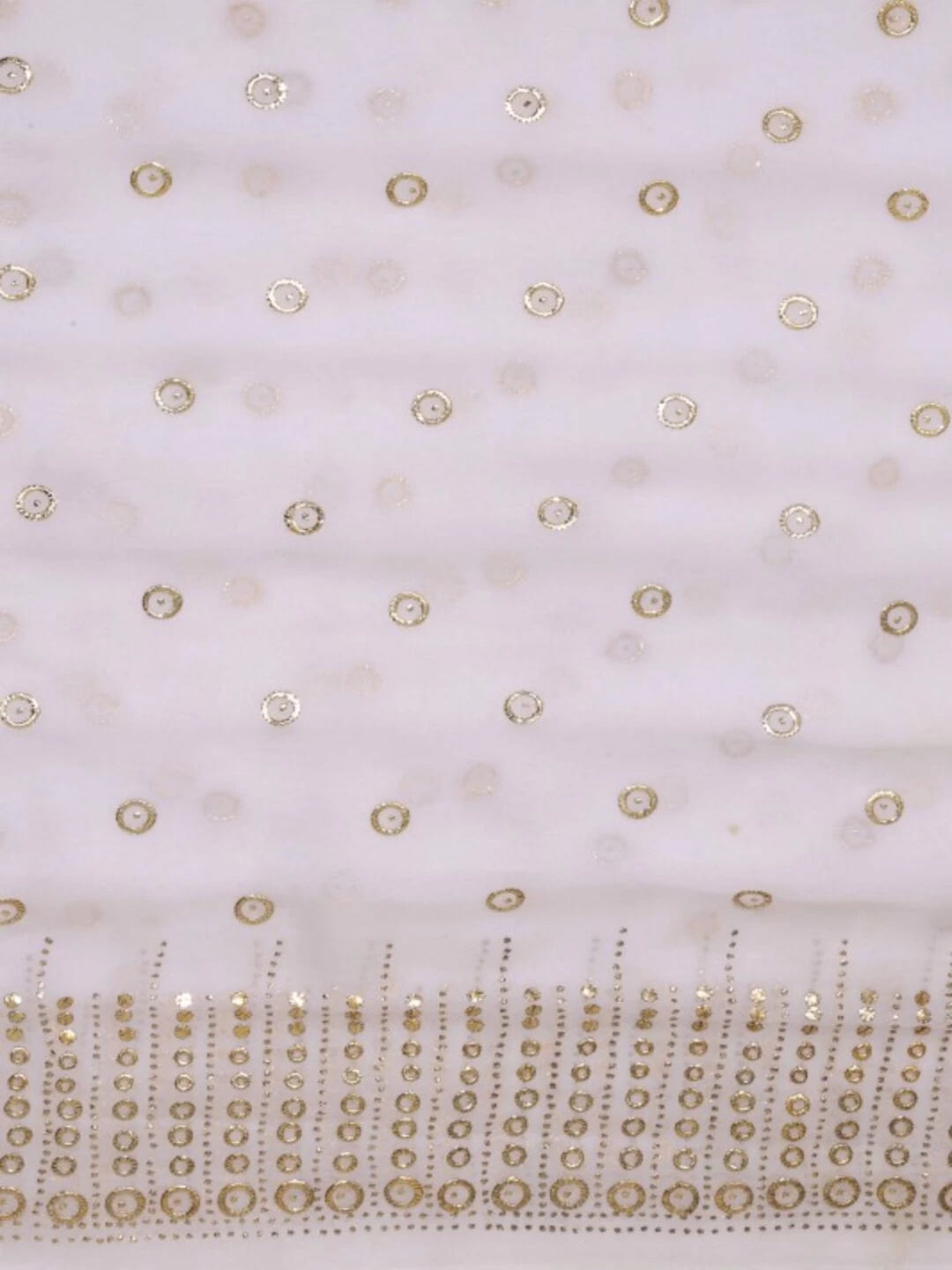 Ada Hand Embroidered White Georgette Lucknowi Chikankari Dupatta with Muqaish Work A581615
