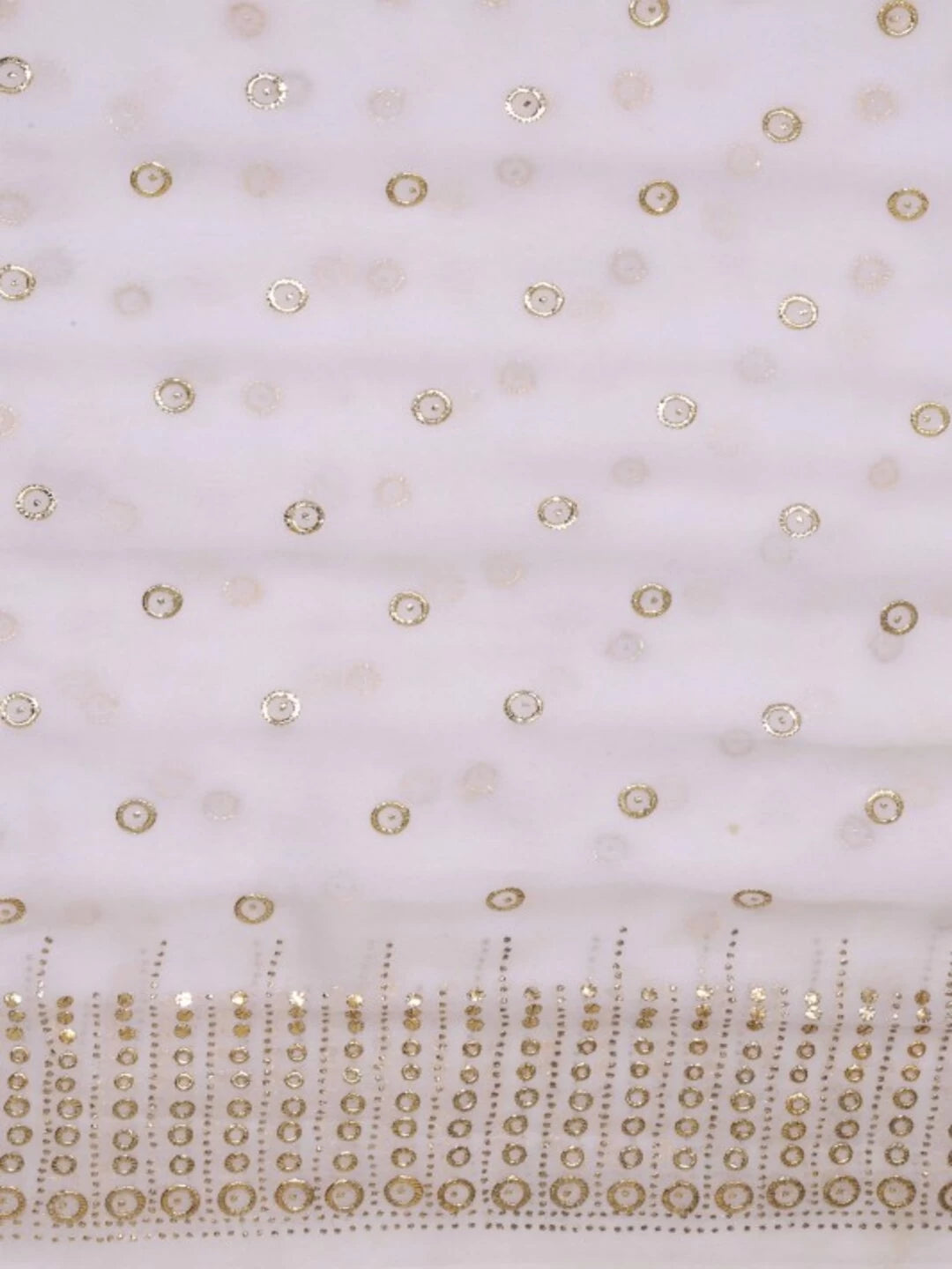 Ada Hand Embroidered White Georgette Lucknowi Chikankari Dupatta with Muqaish Work A581615