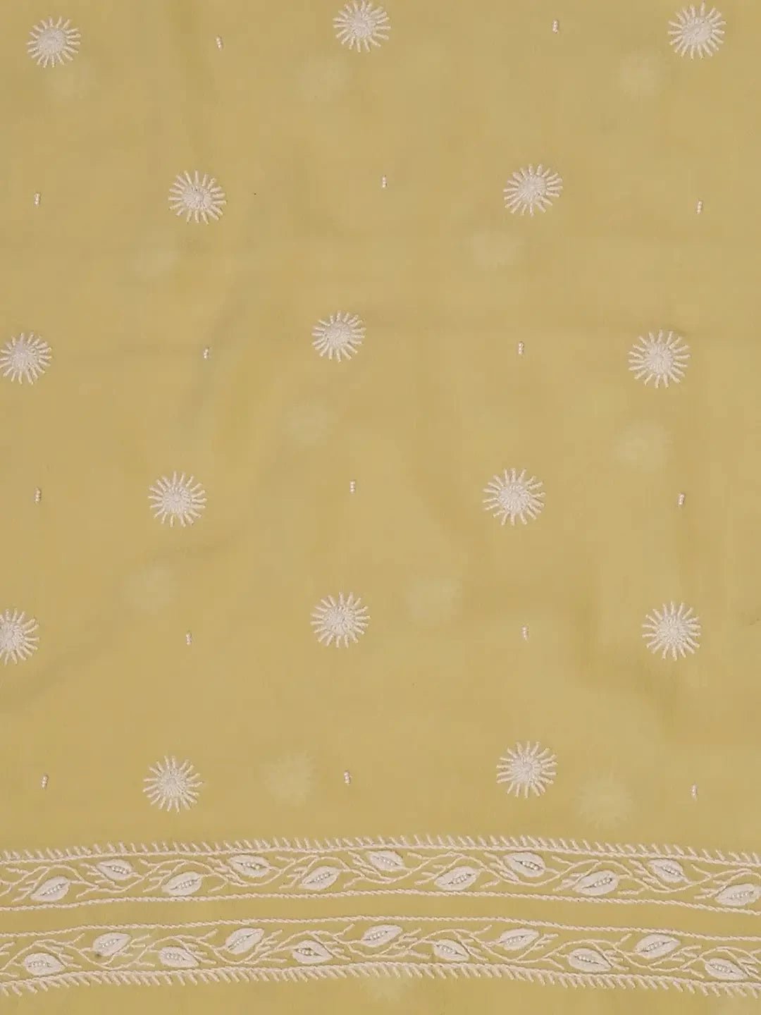 Ada Hand Embroidered Macaroon Fawn Pure Georgette Lucknowi Chikankari Unstitched Kurta Dupatta Set With Pearl Work A257113