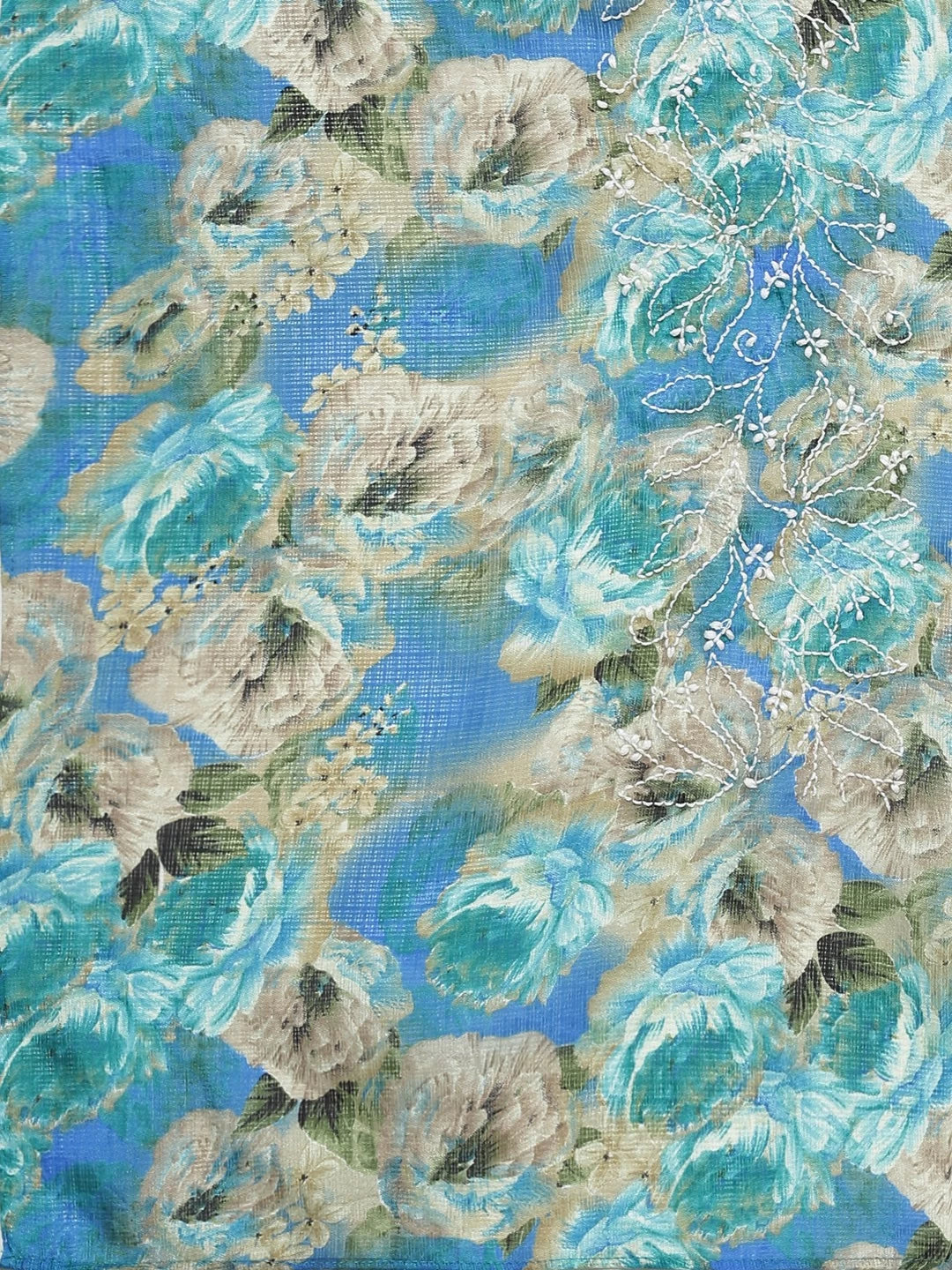 Ada Hand Embroidered Blue Multi Kota Lucknowi Chikankari Dupatta A511131