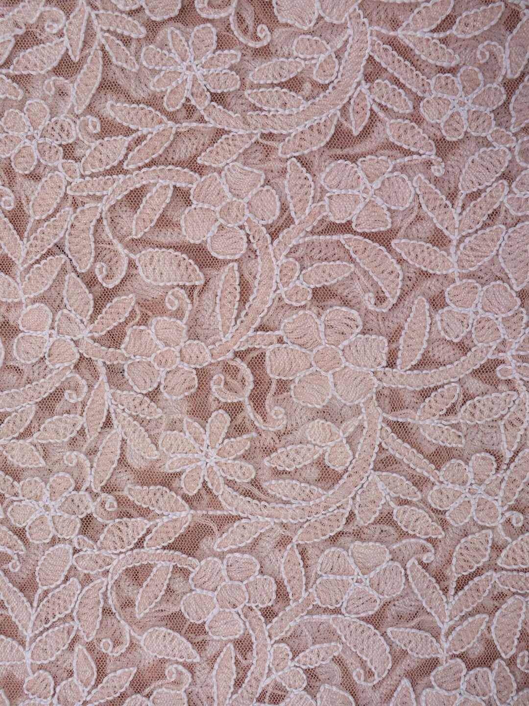Ada Hand Embroidered Fawn Net Lucknowi Chikankari Dupatta A478795