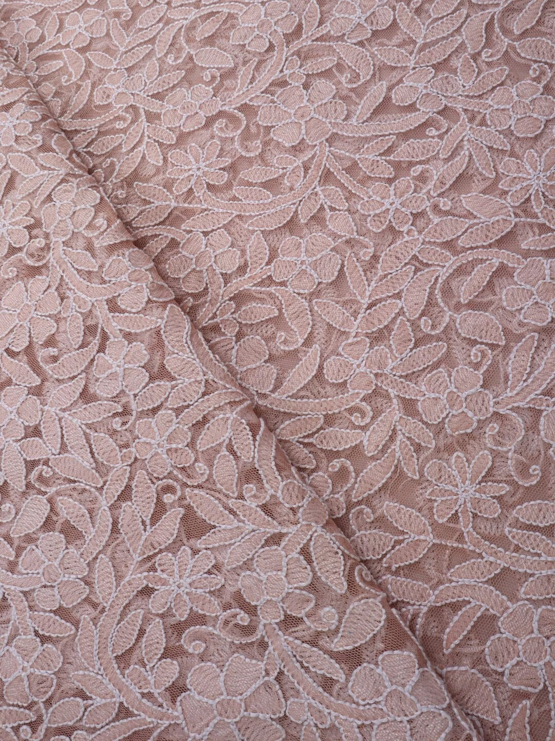 Ada Hand Embroidered Fawn Net Lucknowi Chikankari Dupatta A478795