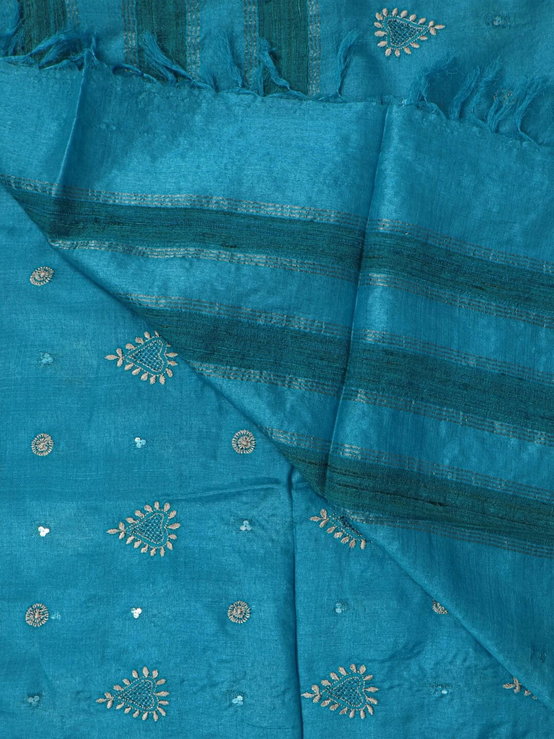 Ada Hand Embroidered Blue Silk Lucknowi Chikankari Dupatta 01A145517