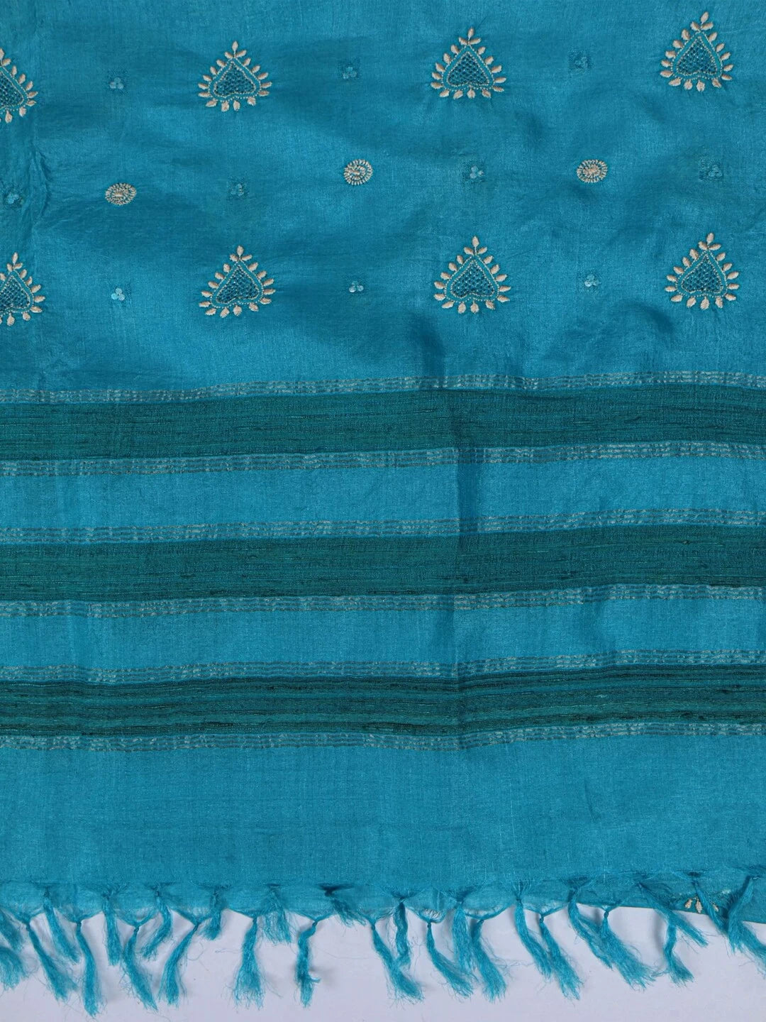 Ada Hand Embroidered Blue Silk Lucknowi Chikankari Dupatta 01A145517