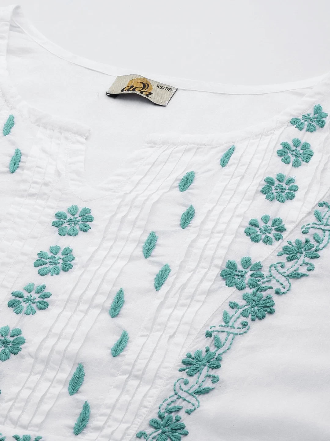 Ada Hand Embroidered White Cotton Lucknowi Chikankari Straight Kurta A411460
