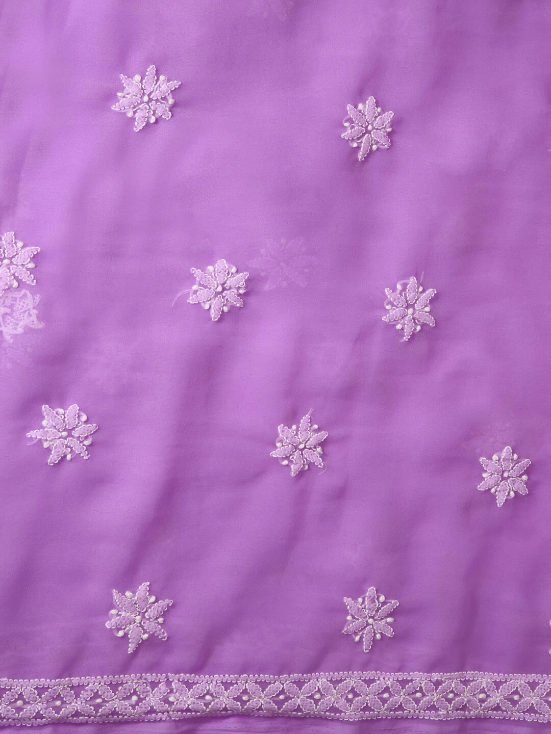 Ada Hand Embroidered Mauve Georgette Lucknowi Chikankari Unstitched Suit Piece With Parsi Work A211255