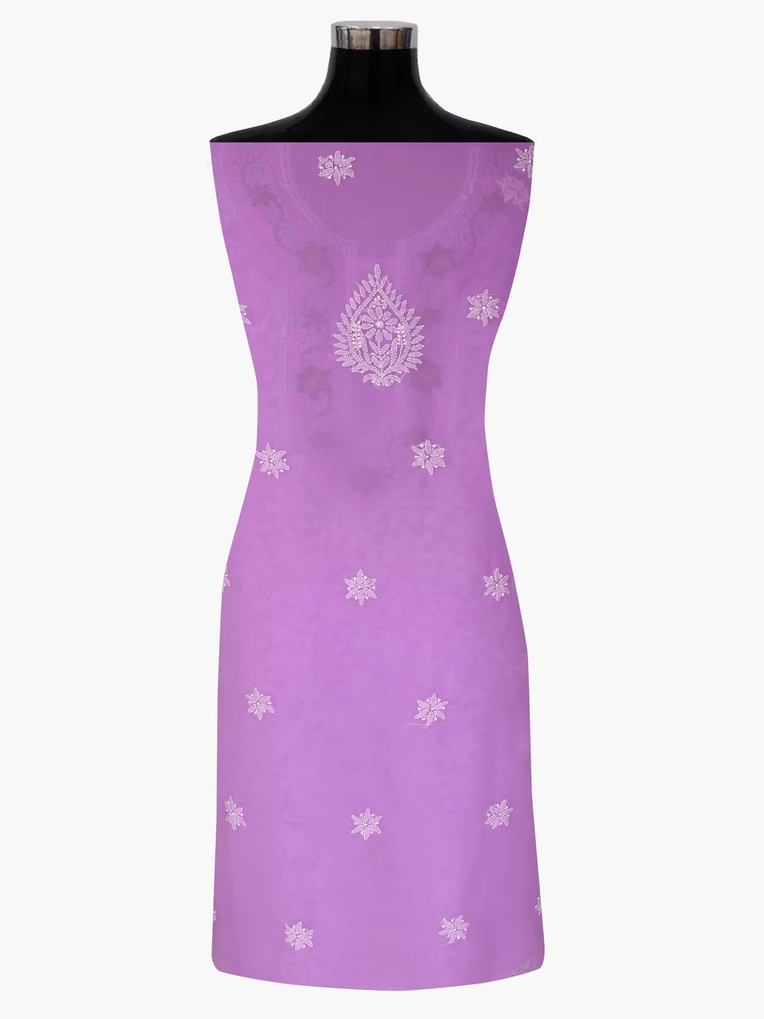 Ada Hand Embroidered Mauve Georgette Lucknowi Chikankari Unstitched Suit Piece With Parsi Work A211255