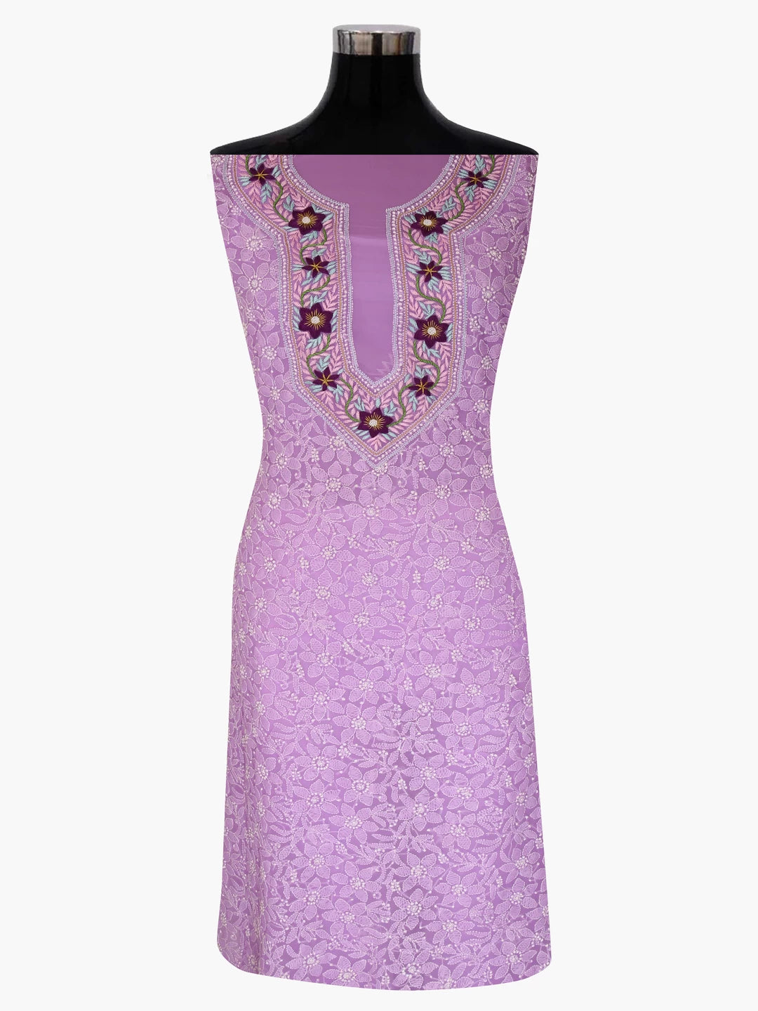 Ada Hand Embroidered Mauve Georgette Lucknowi Chikankari Unstitched Suit Piece With Parsi Work A211255