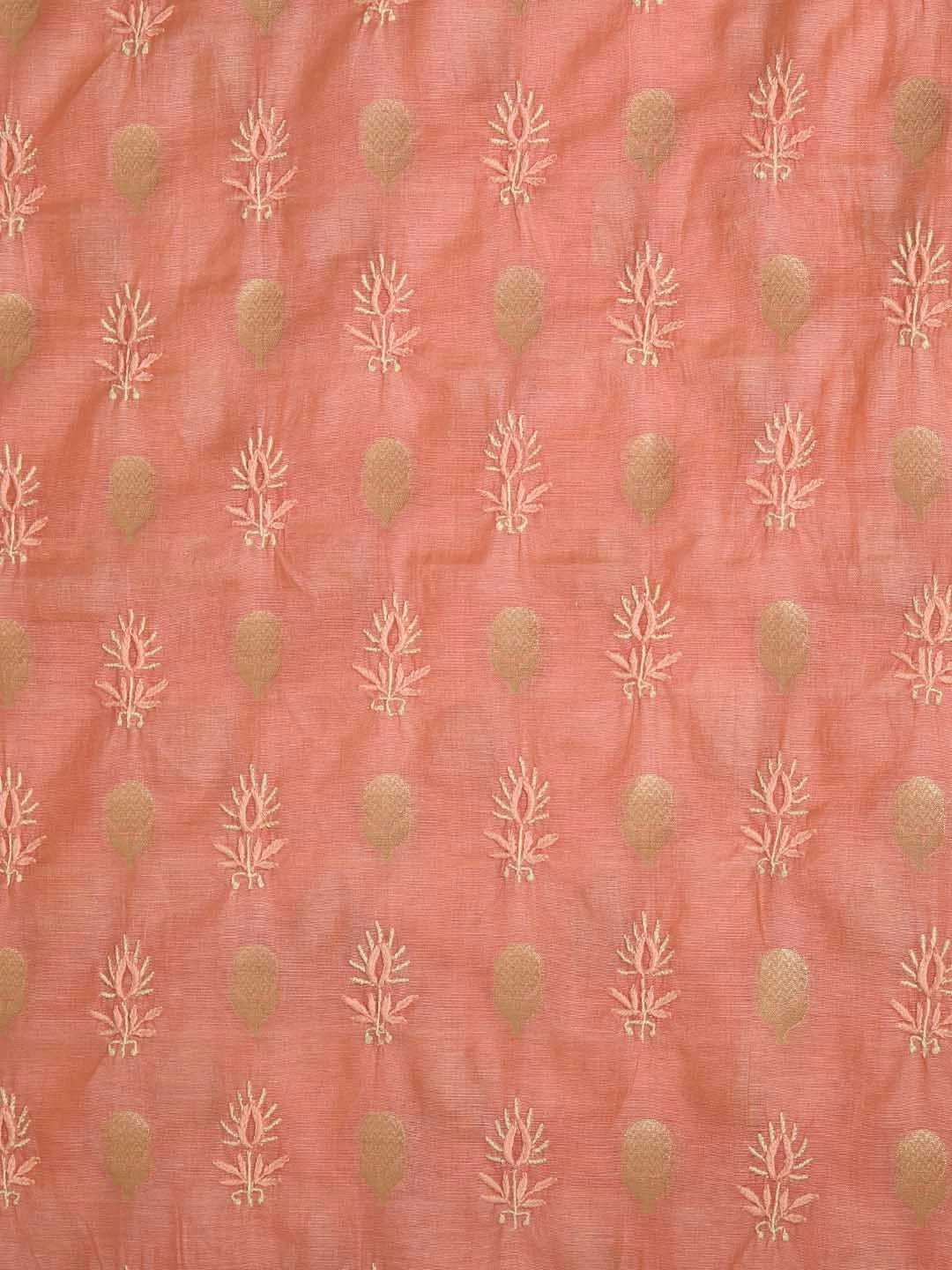 Ada Hand Embroidered Peach Chanderi Lucknowi Chikankari Unstitched Suit Piece 01A322797