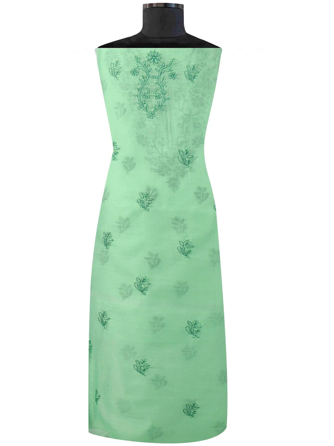 Ada Hand Embroidered Green Chanderi Lucknowi Chikankari unstitched Kurta Dupatta Set 01A118194