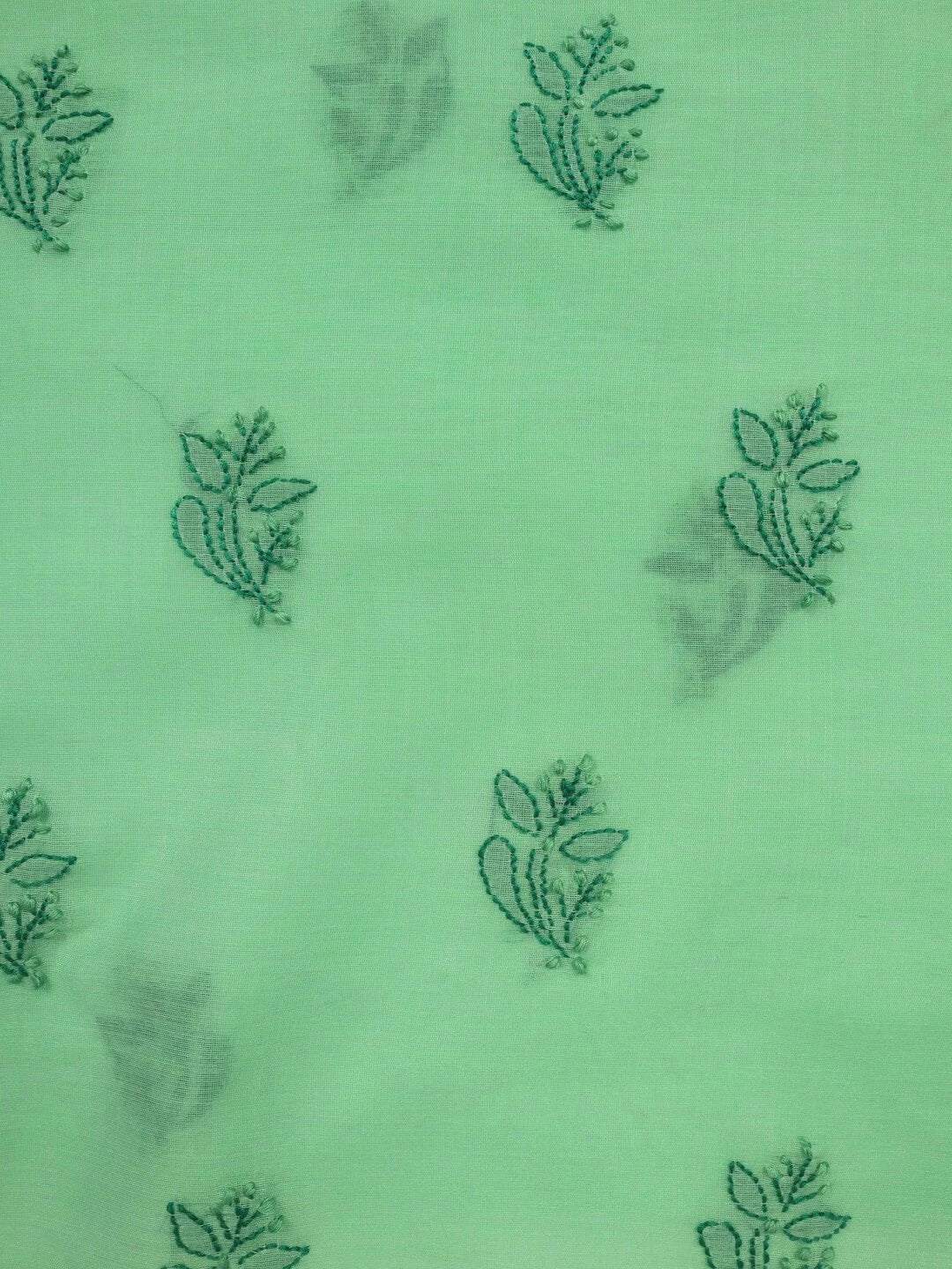 Ada Hand Embroidered Green Chanderi Lucknowi Chikankari unstitched Kurta Dupatta Set 01A118194