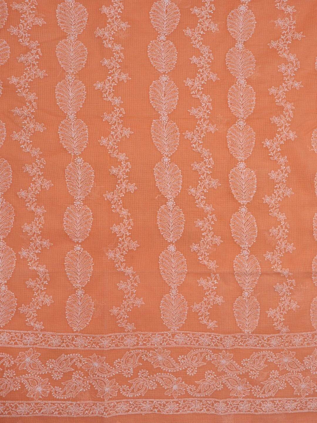 Ada Hand Embroidered Peach Kota Lucknowi Chikankari Unstitched Kurta Dupatta Set A596921