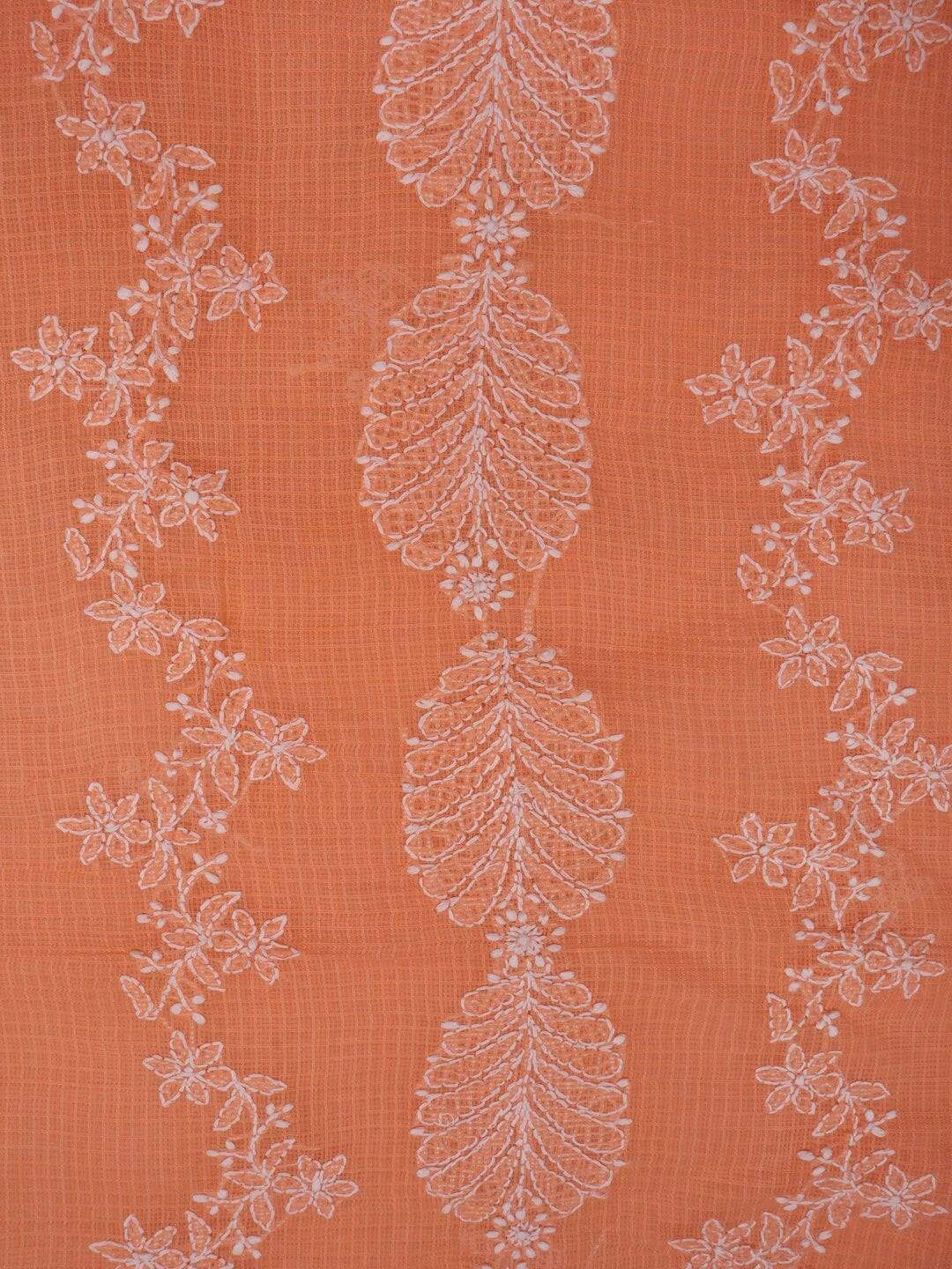 Ada Hand Embroidered Peach Kota Lucknowi Chikankari Unstitched Kurta Dupatta Set A596921