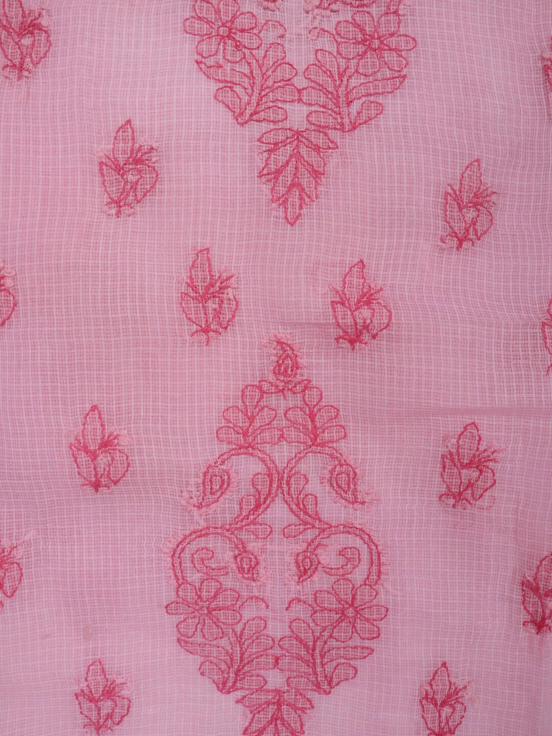 Ada Hand Embroidered Pink Kota Lucknowi Chikankari Unstitched Kurta Dupatta Set A596932