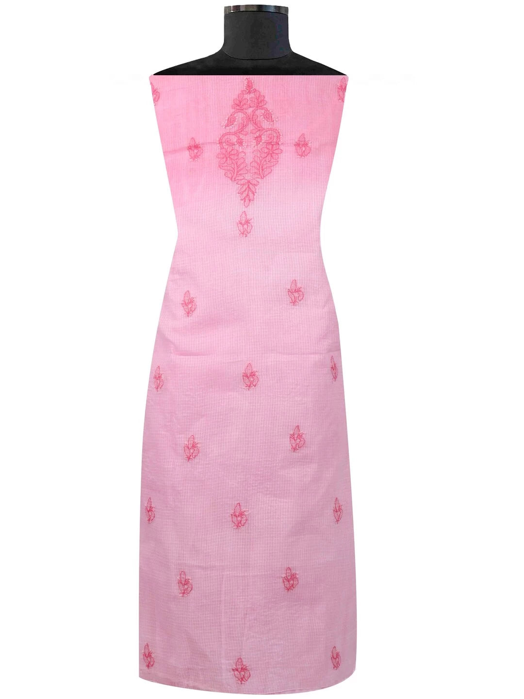 Ada Hand Embroidered Pink Kota Lucknowi Chikankari Unstitched Kurta Dupatta Set A596932