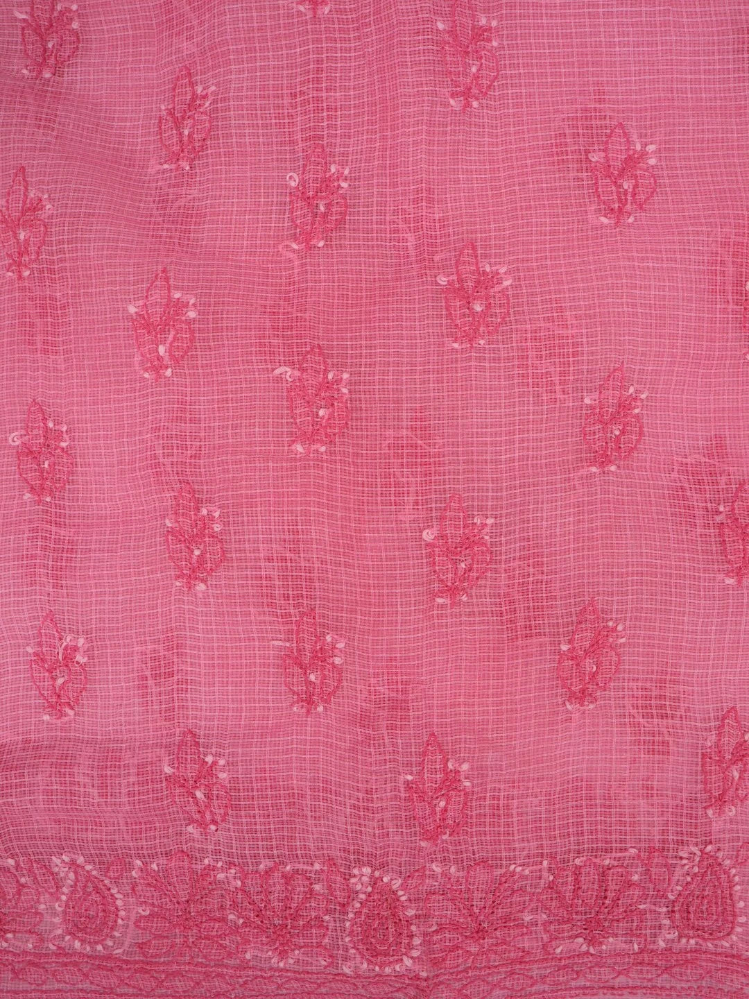 Ada Hand Embroidered Pink Kota Lucknowi Chikankari Unstitched Kurta Dupatta Set A596932