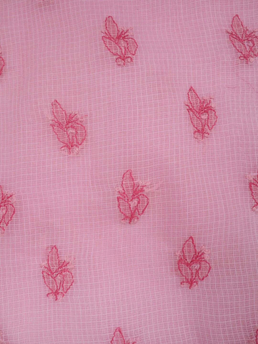 Ada Hand Embroidered Pink Kota Lucknowi Chikankari Unstitched Kurta Dupatta Set A596932