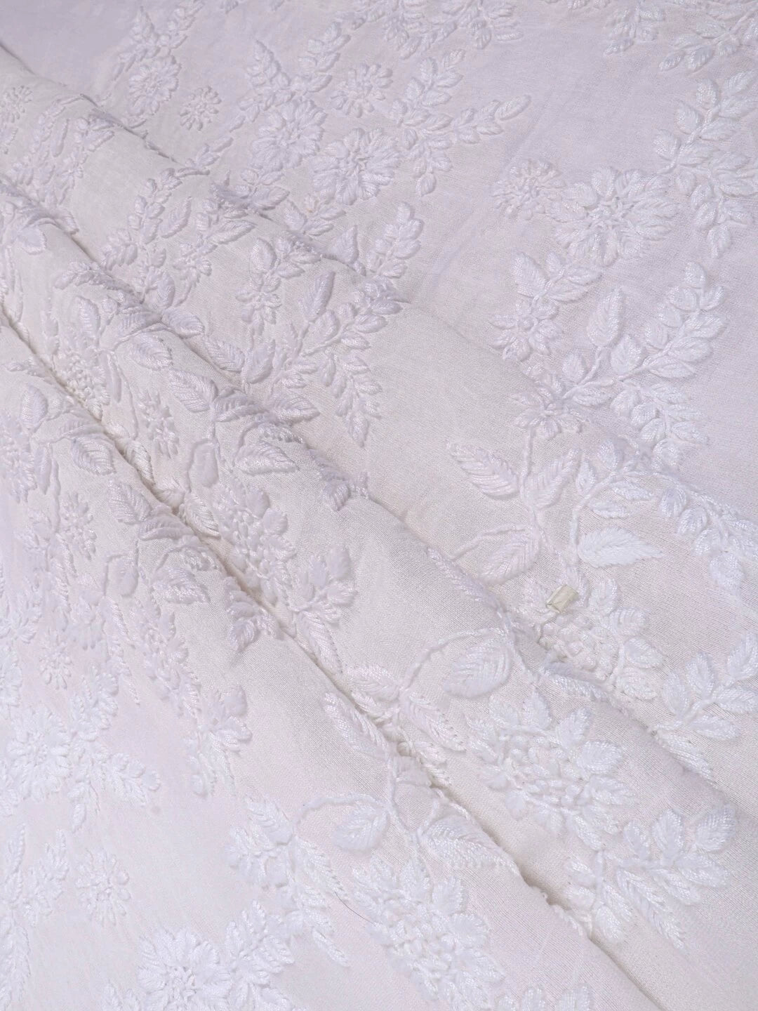 Ada Hand Embroidered White Chanderi Lucknowi Chikankari Unstitched Kurta Dupatta Set 01A137207