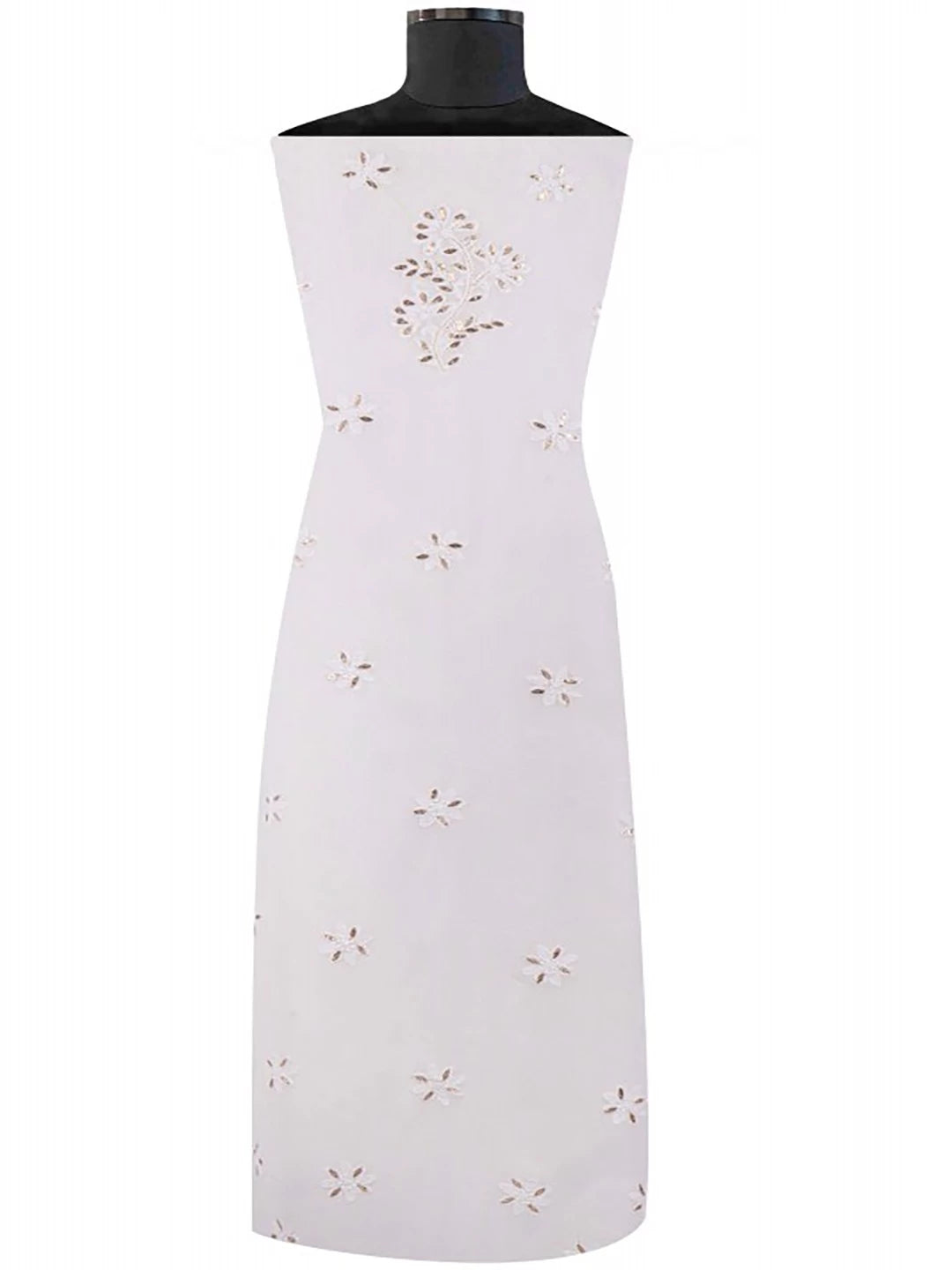 Ada Hand Embroidered White Georgette Lucknowi Chikankari Unstitched Kurta Dupatta Set With Gota Patti Work A613192