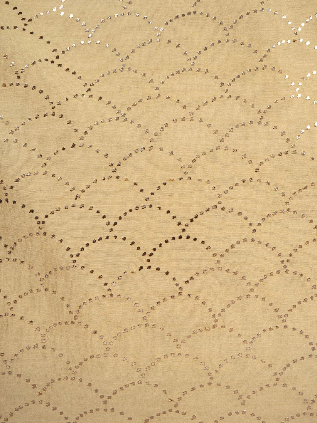 Ada Hand Embroidered Light Fawn Chanderi Lucknowi Chikankari Unstitched Kurta Dupatta Set With Muqaish Work 01A28558