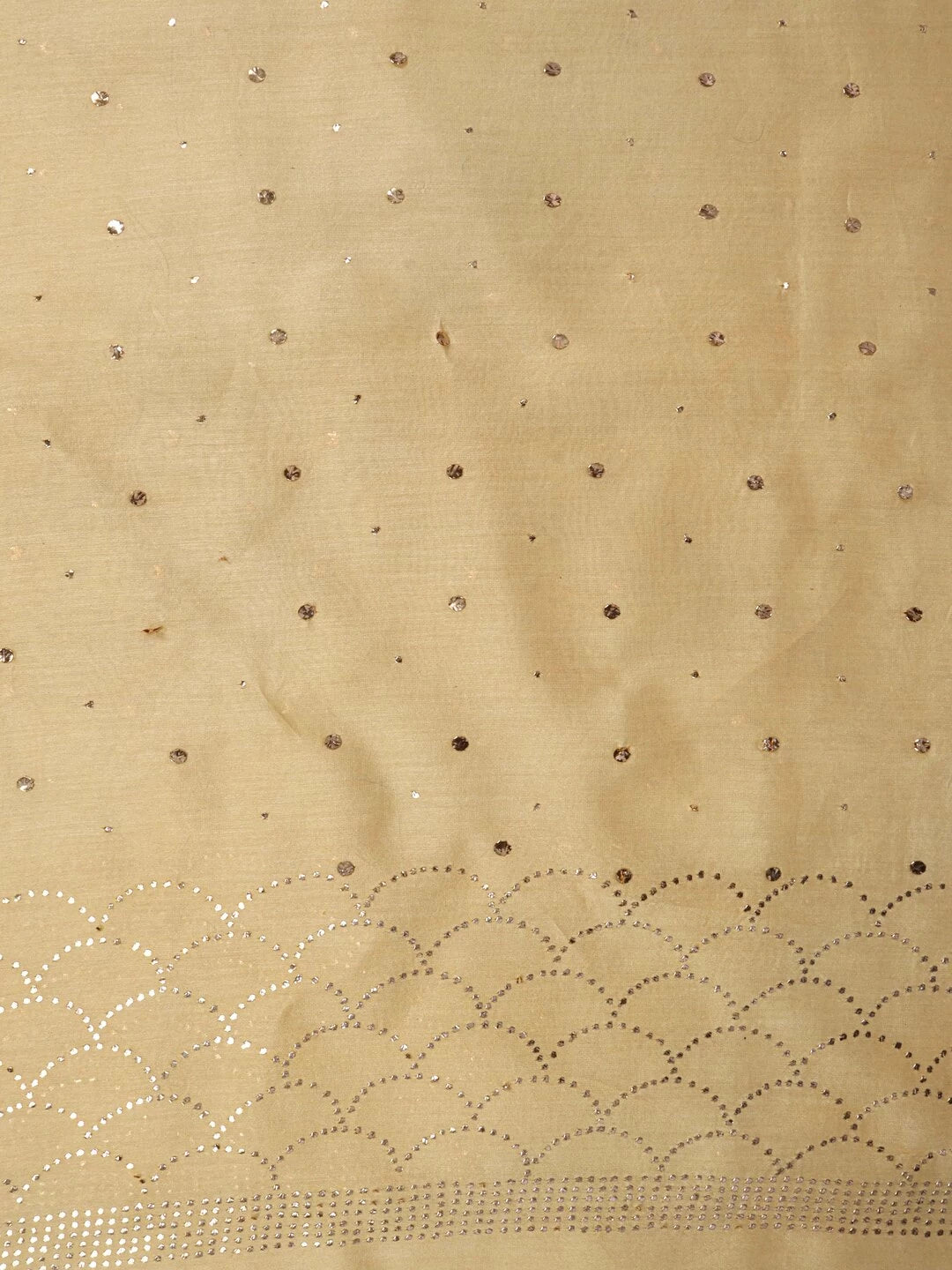Ada Hand Embroidered Light Fawn Chanderi Lucknowi Chikankari Unstitched Kurta Dupatta Set With Muqaish Work 01A28558