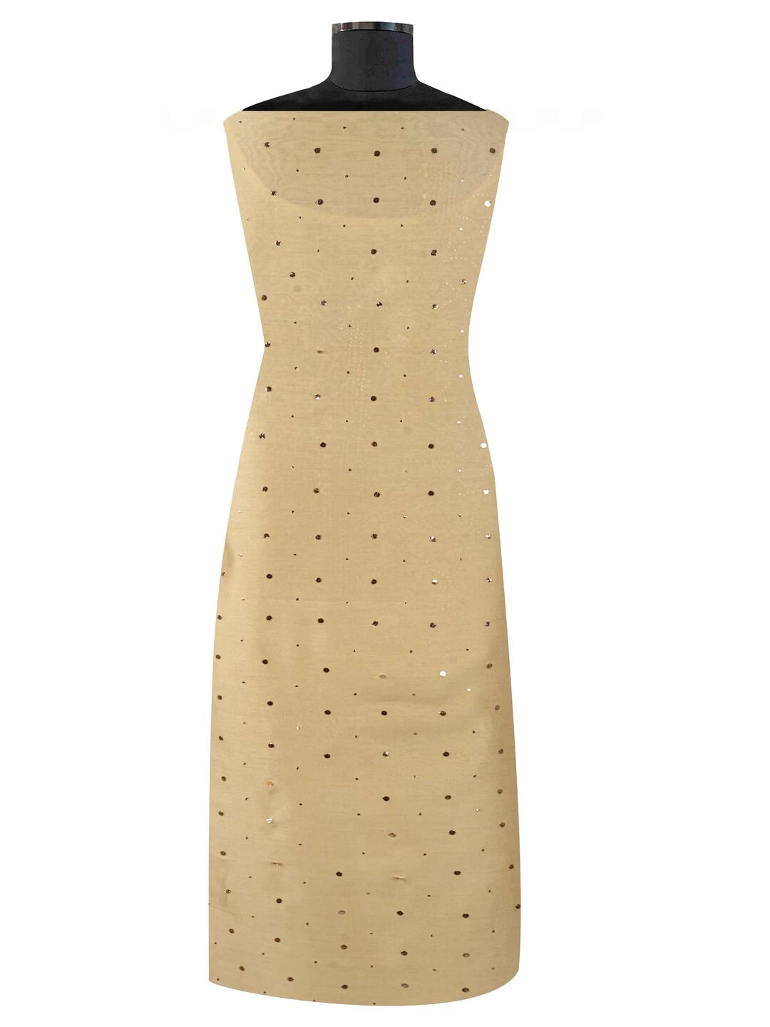 Ada Hand Embroidered Light Fawn Chanderi Lucknowi Chikankari Unstitched Kurta Dupatta Set With Muqaish Work 01A28558