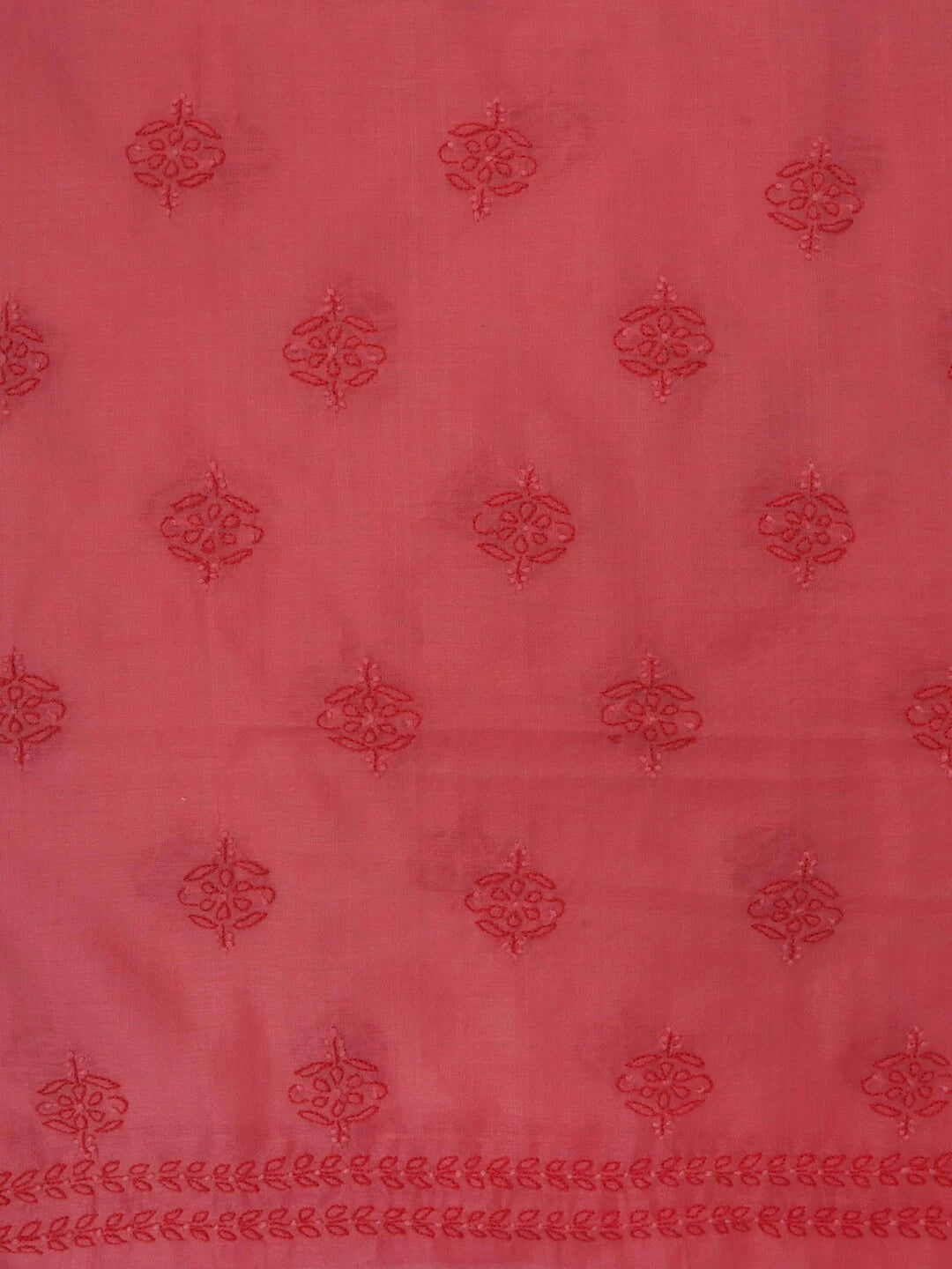 Ada Hand Embroidered Peach Chanderi Lucknowi Chikankari Unstitched Kurta Dupatta Set 01A136651