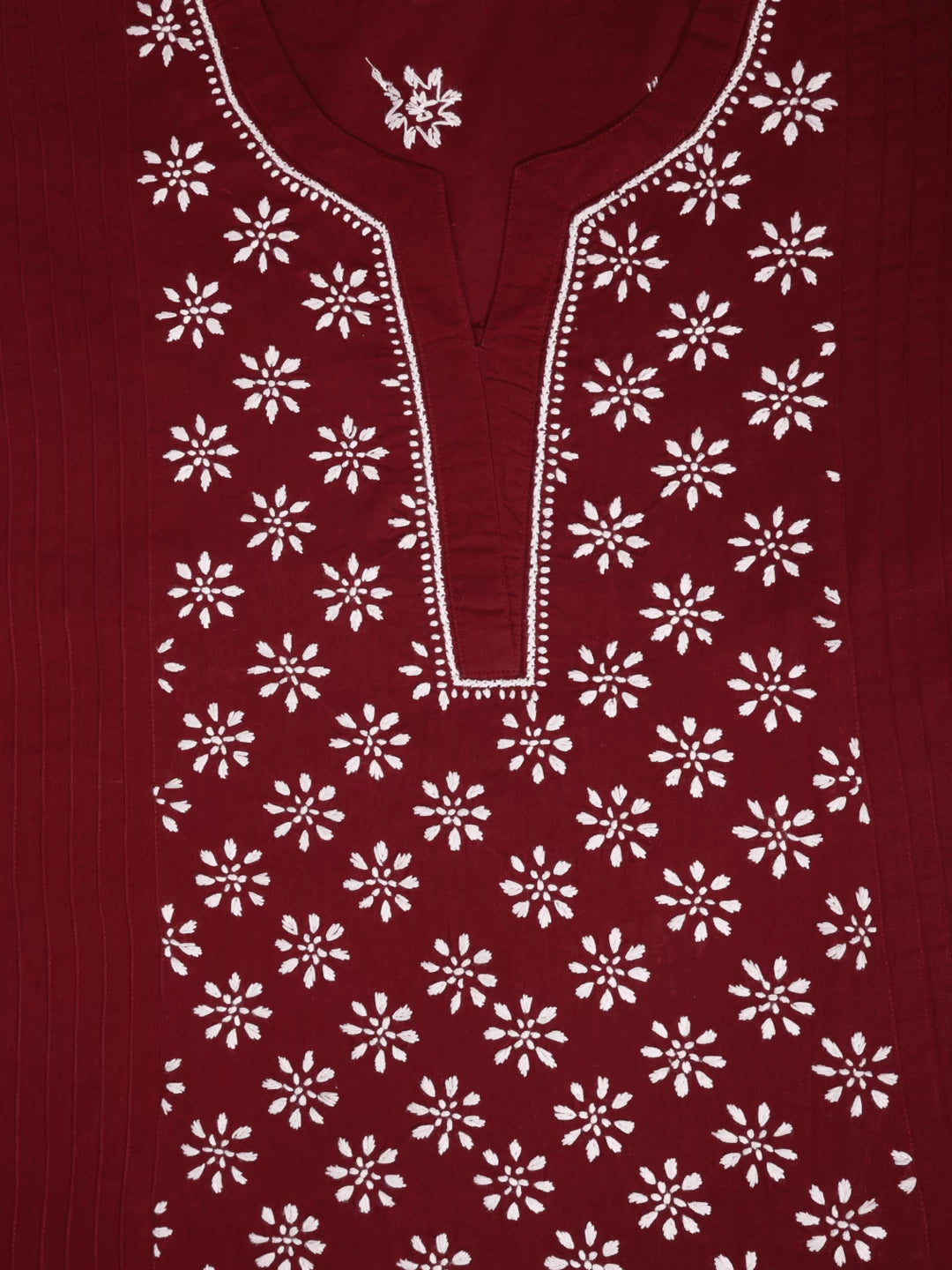 Ada Hand Embroidered Maroon Cotton Lucknowi Chikankari Straight Kurti A911295
