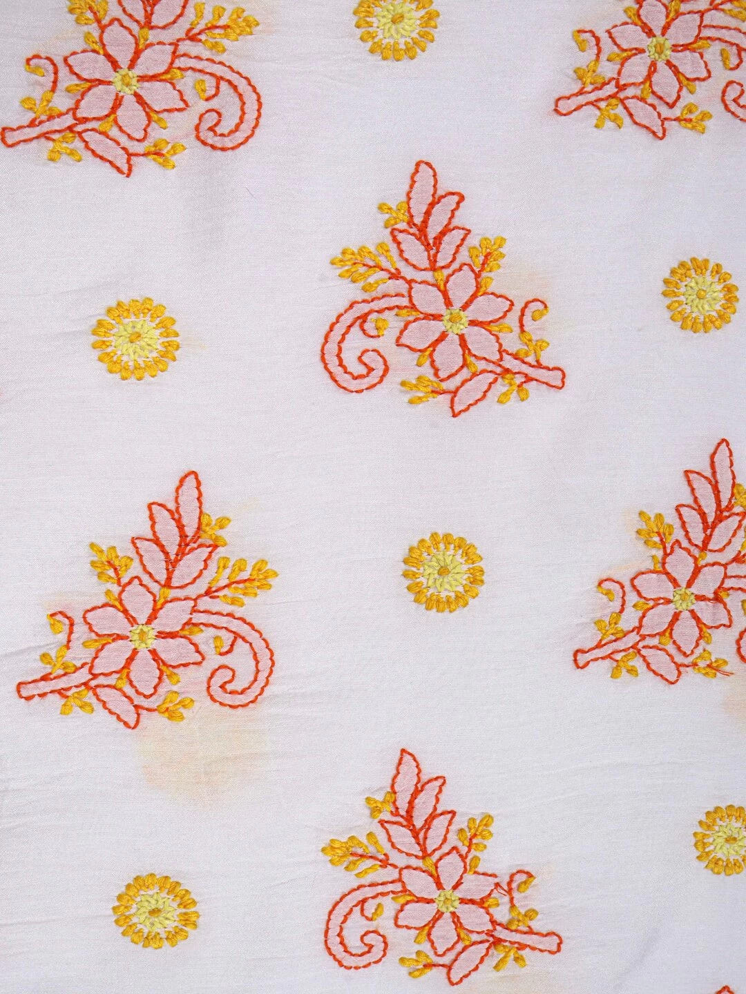 Ada Hand Embroidered White Chanderi Lucknowi Chikankari Unstitched Kurta Dupatta Set 01A158014
