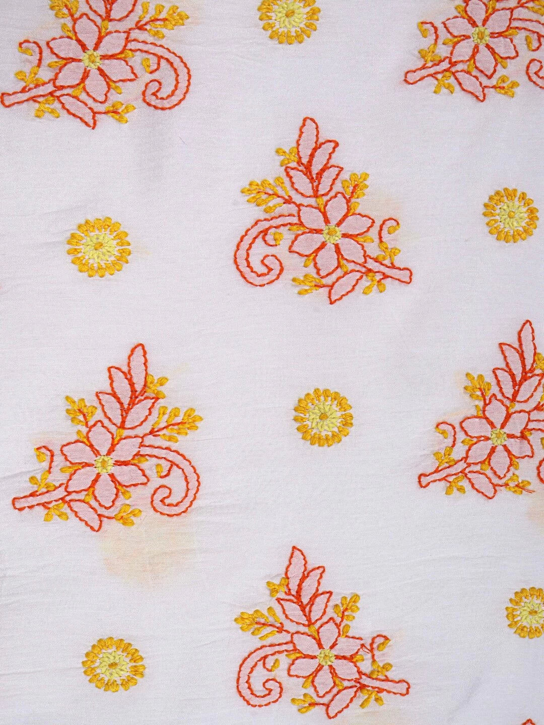 Ada Hand Embroidered White Chanderi Lucknowi Chikankari Unstitched Kurta Dupatta Set 01A158014