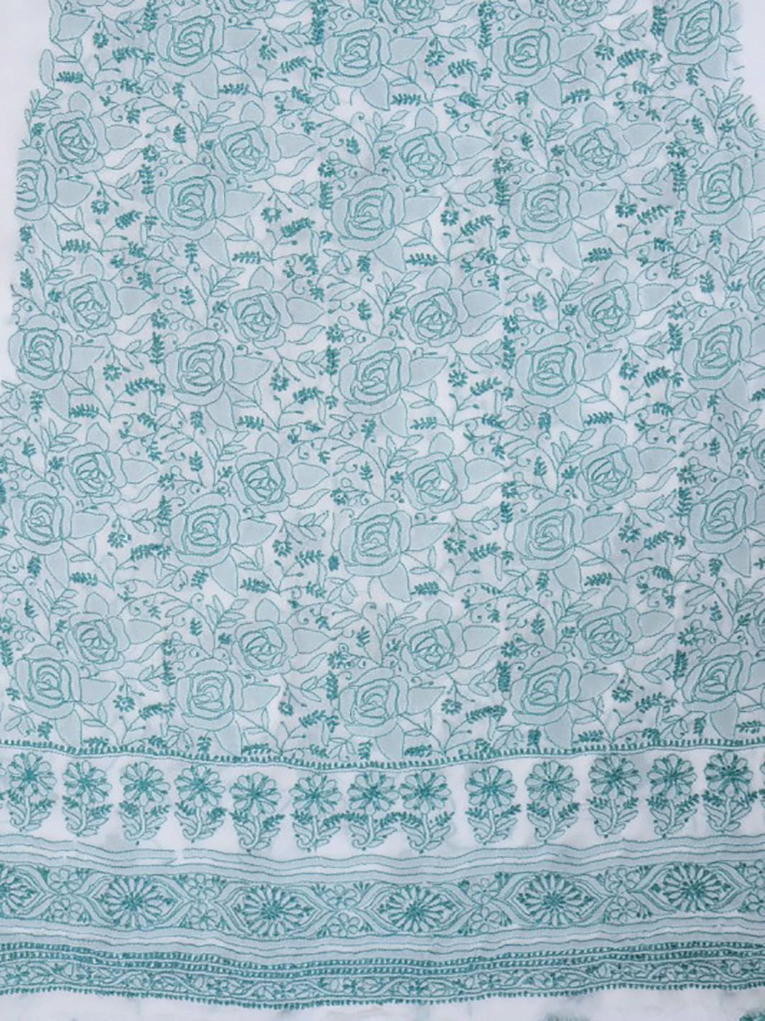 Ada Hand Embroidered White Georgette Lucknowi Chikankari Unstitched Kurta Dupatta Set A459567