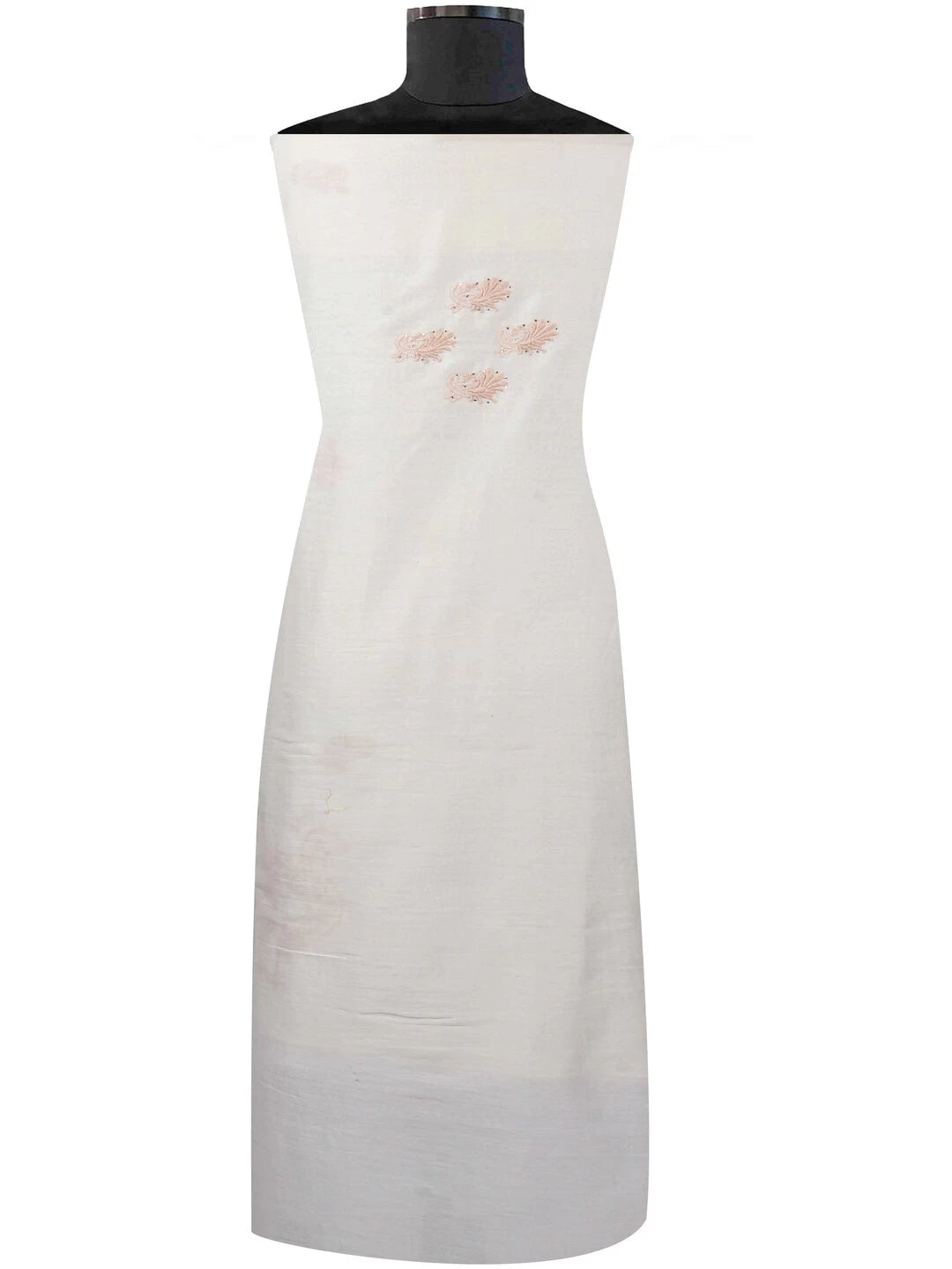 Ada Hand Embroidered Cream Chanderi Lucknowi Chikankari Unstitched Kurta Dupatta Set With Muqaish Work A401699