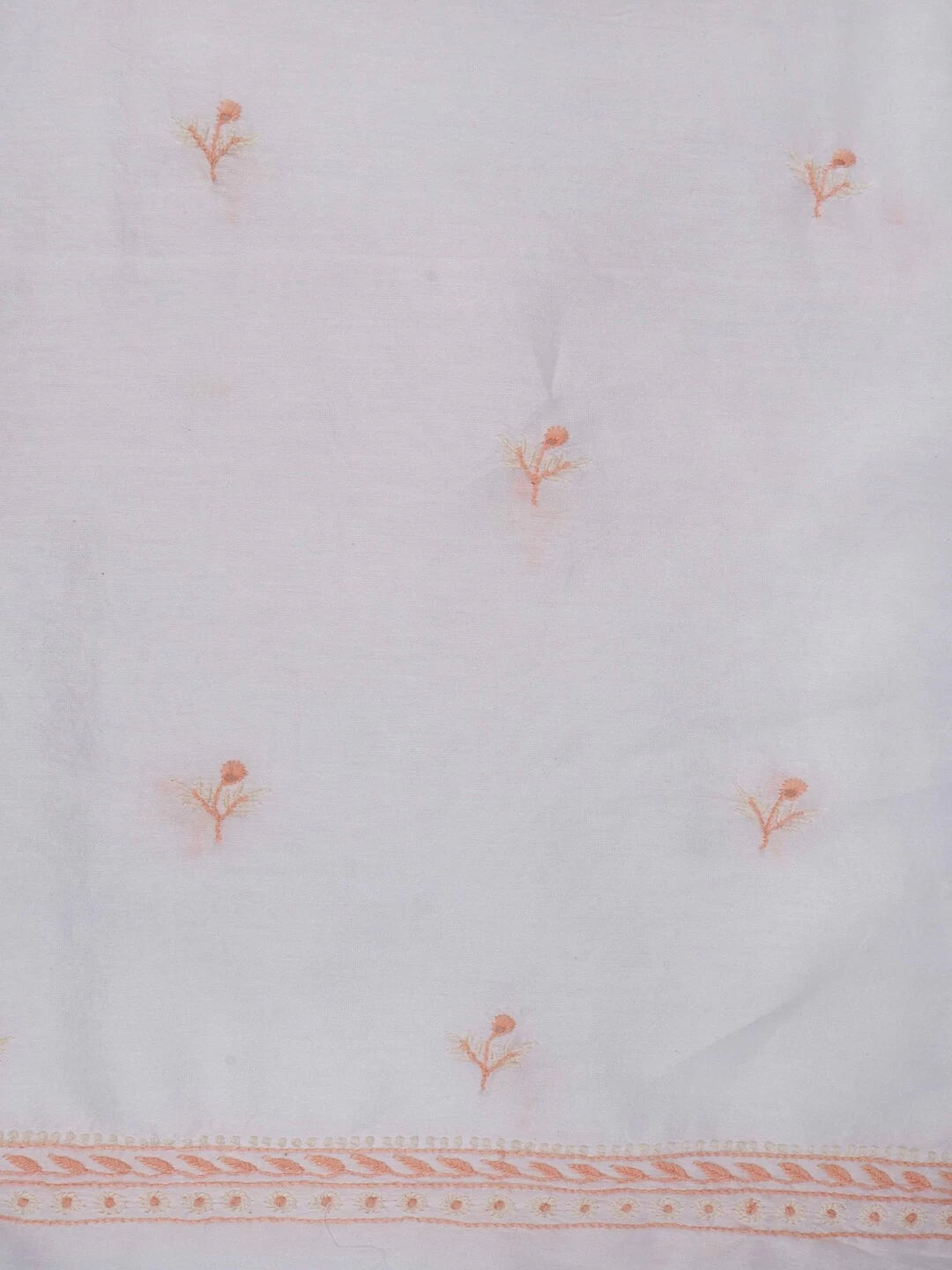 Ada Hand Embroidered White Chanderi Lucknowi Chikankari Unstitched Kurta Dupatta Set 01A136895