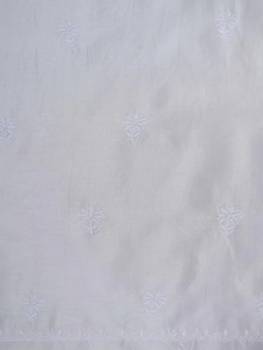 Ada Hand Embroidered White Chanderi Lucknowi Chikankari Unstitched Kurta Dupatta Set 01A133824
