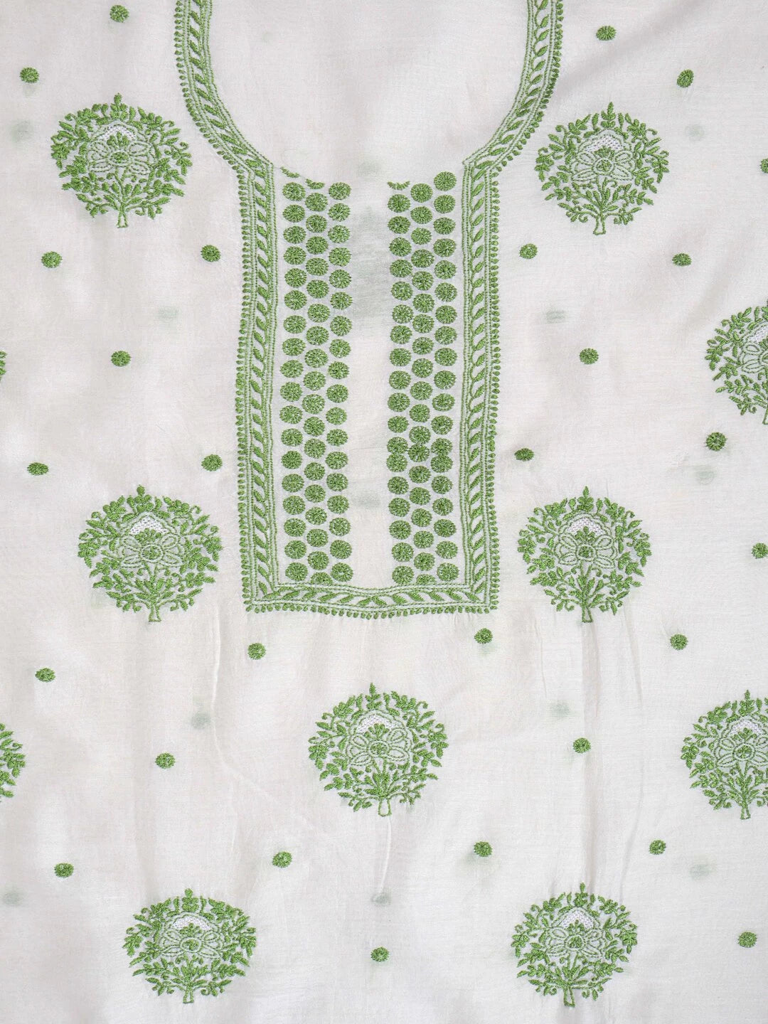 Ada Hand Embroidered White Chanderi Lucknowi Chikankari Unstitched Kurta Dupatta Set 01A99866