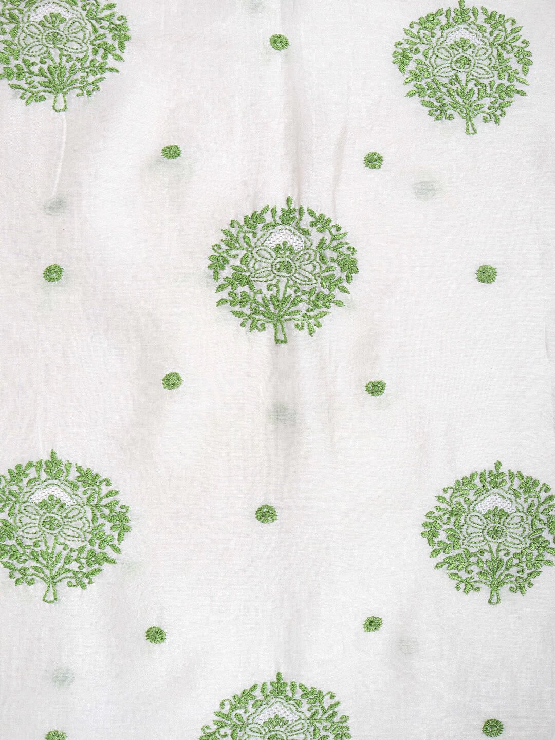 Ada Hand Embroidered White Chanderi Lucknowi Chikankari Unstitched Kurta Dupatta Set 01A99866