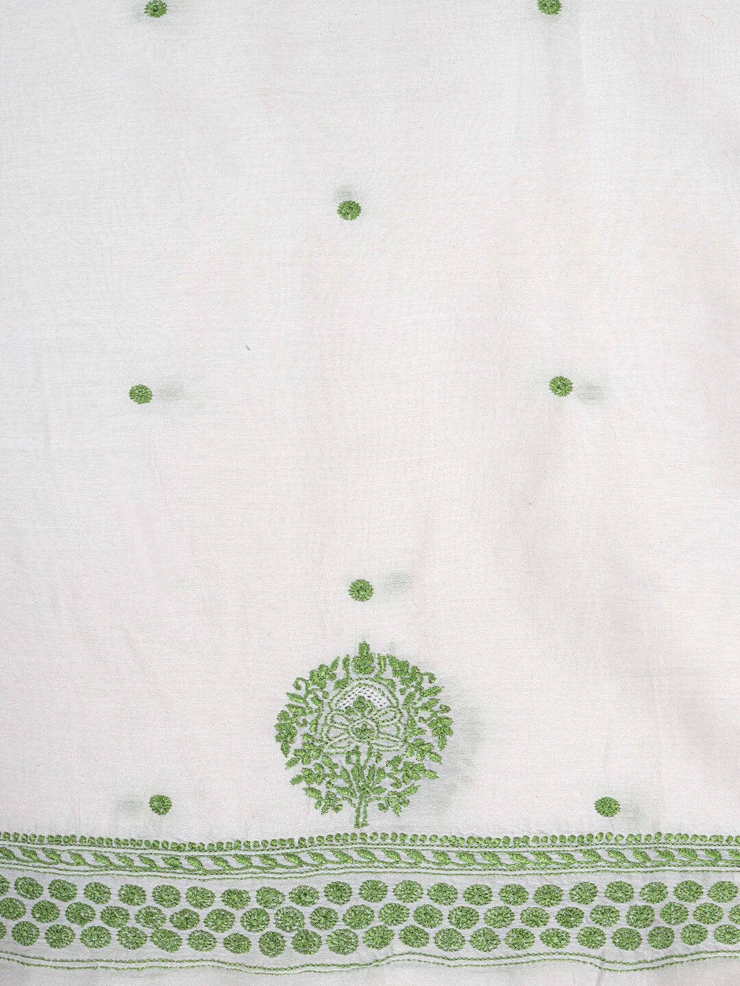 Ada Hand Embroidered White Chanderi Lucknowi Chikankari Unstitched Kurta Dupatta Set 01A99866