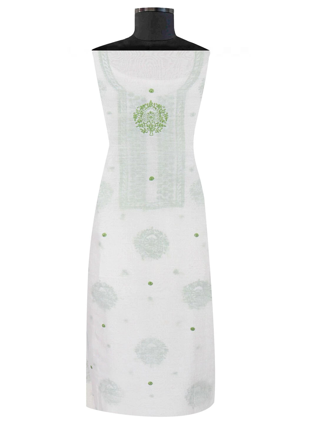 Ada Hand Embroidered White Chanderi Lucknowi Chikankari Unstitched Kurta Dupatta Set 01A99866