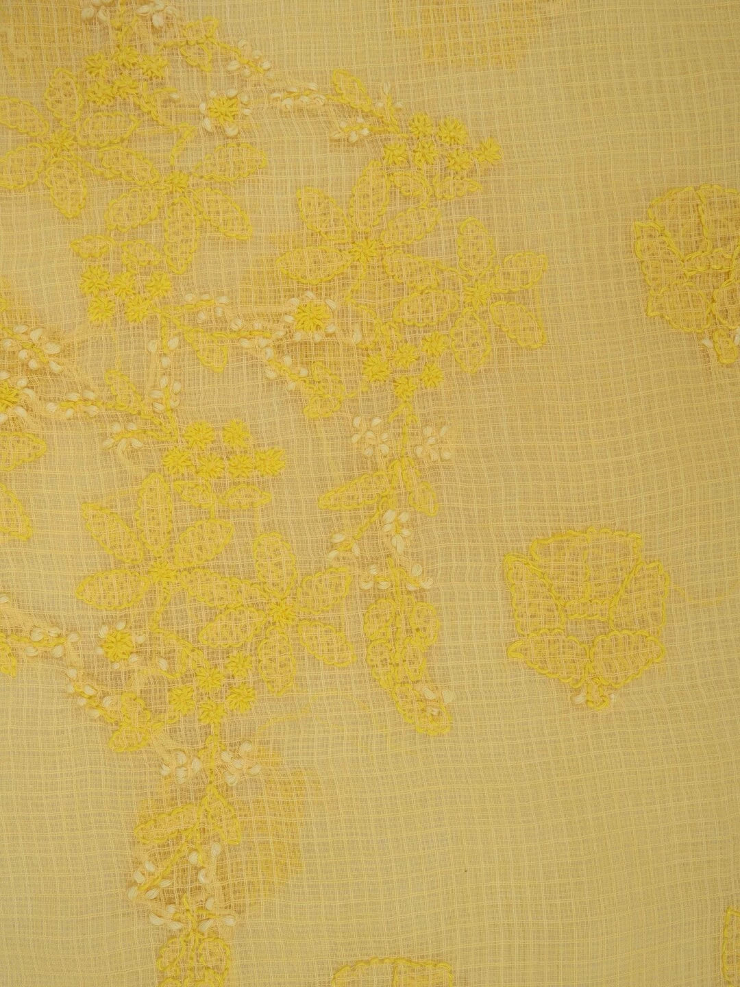 Ada Hand Embroidered Yellow Kota Lucknowi Chikankari Unstitched Kurta Dupatta Set A590497
