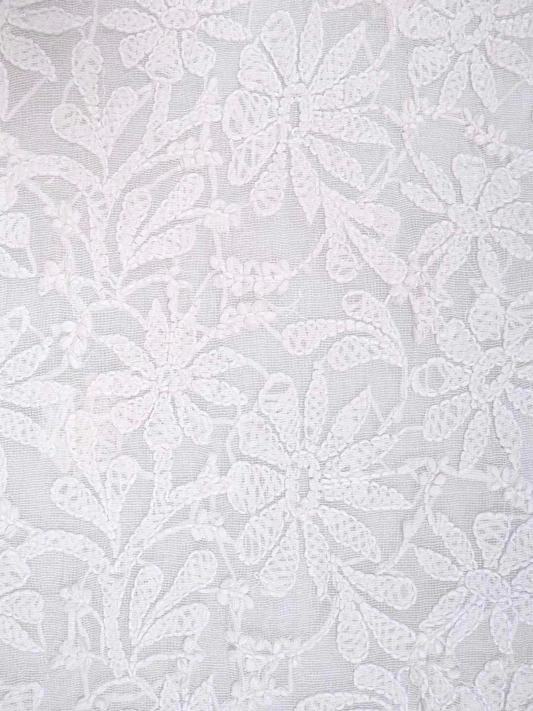 Ada Hand Embroidered White Chanderi Lucknowi Chikankari Unstitched Kurta Dupatta Set 01A157584