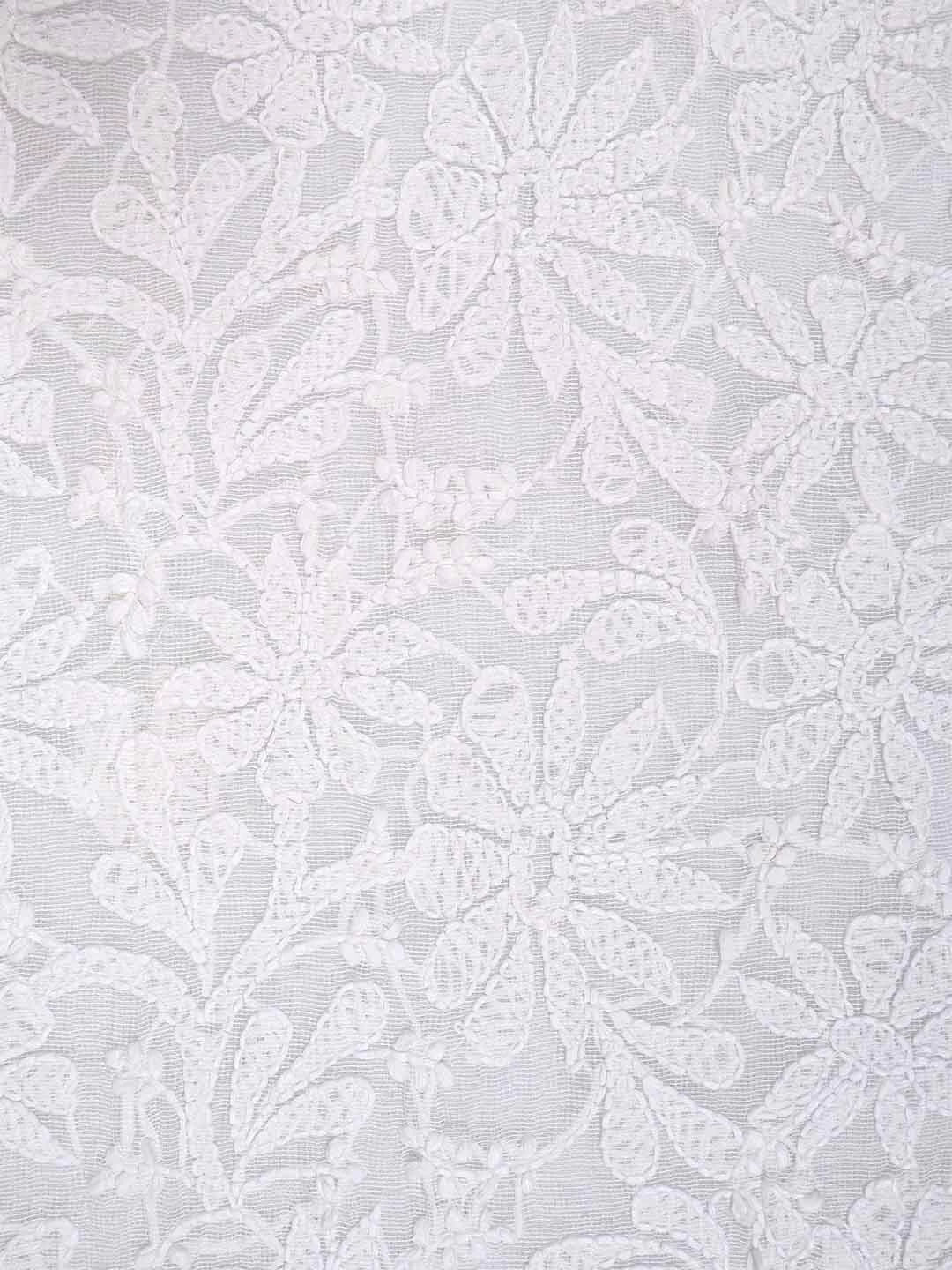 Ada Hand Embroidered White Chanderi Lucknowi Chikankari Unstitched Kurta Dupatta Set 01A157584