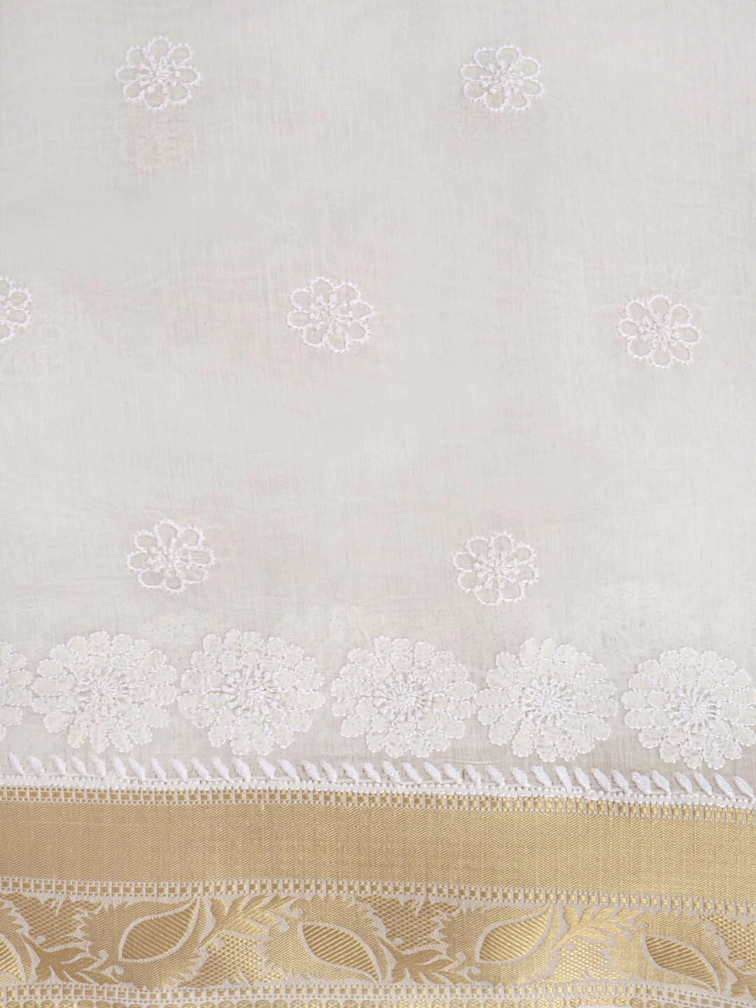 Ada Hand Embroidered Cream Chanderi Lucknowi Chikankari Unstitched Kurta Dupatta Set 01A185708