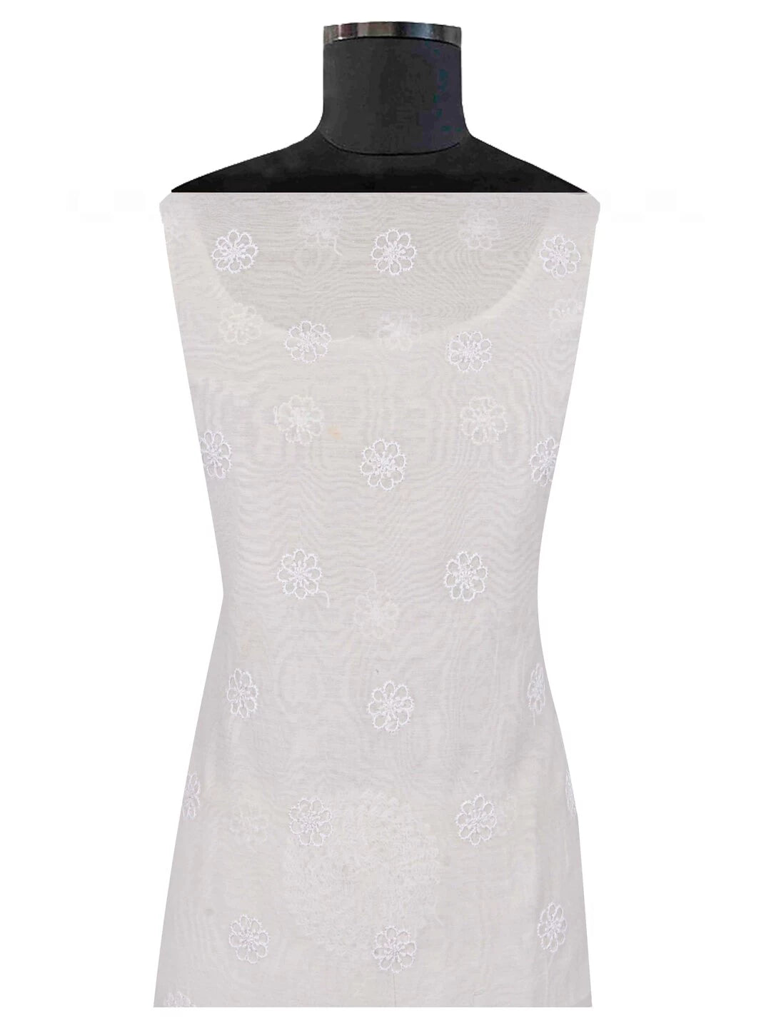 Ada Hand Embroidered Cream Chanderi Lucknowi Chikankari Unstitched Kurta Dupatta Set 01A185708