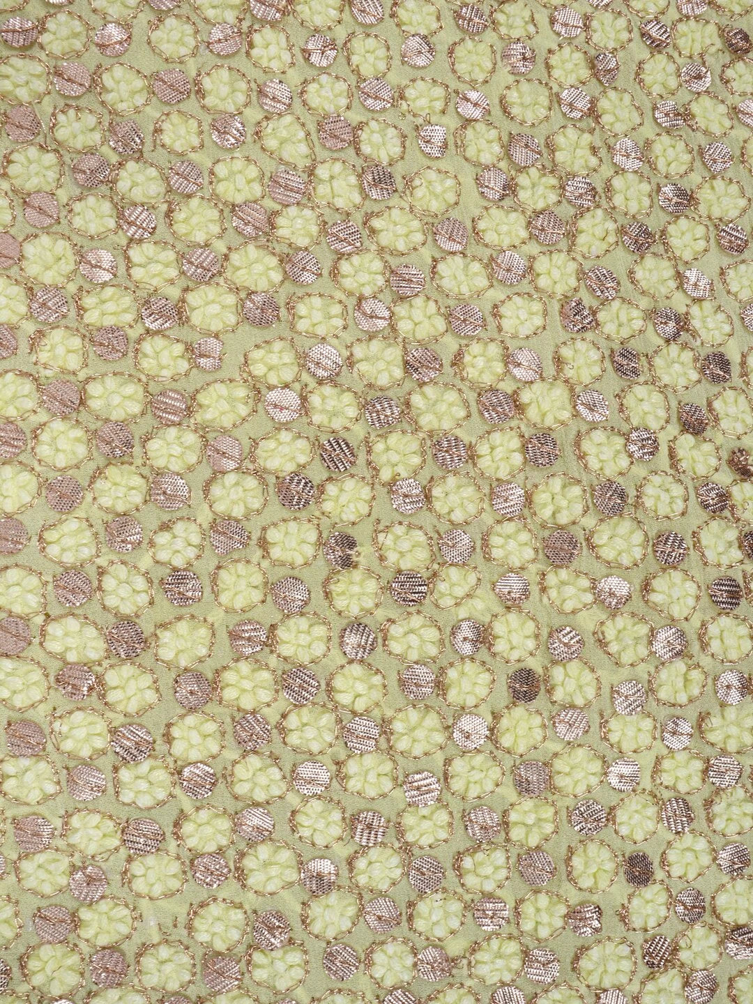 Ada Hand Embroidered Lemon Georgette Lucknowi Chikankari Unstitched Kurta Dupatta Set With Gota Patti Work 01A205669