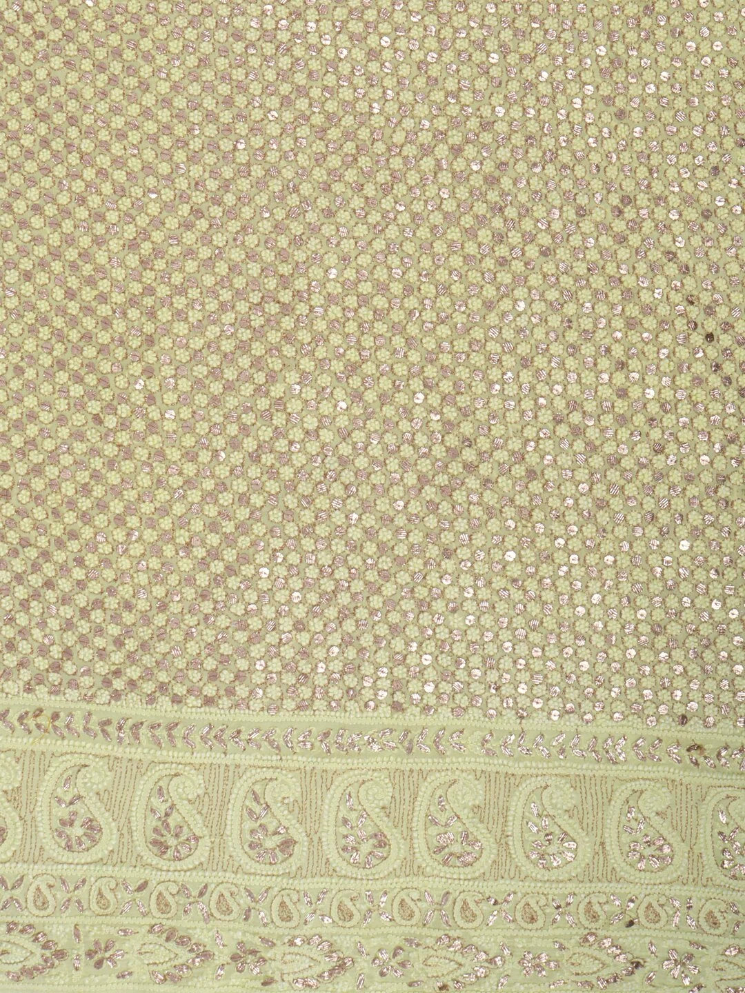 Ada Hand Embroidered Lemon Georgette Lucknowi Chikankari Unstitched Kurta Dupatta Set With Gota Patti Work 01A205669