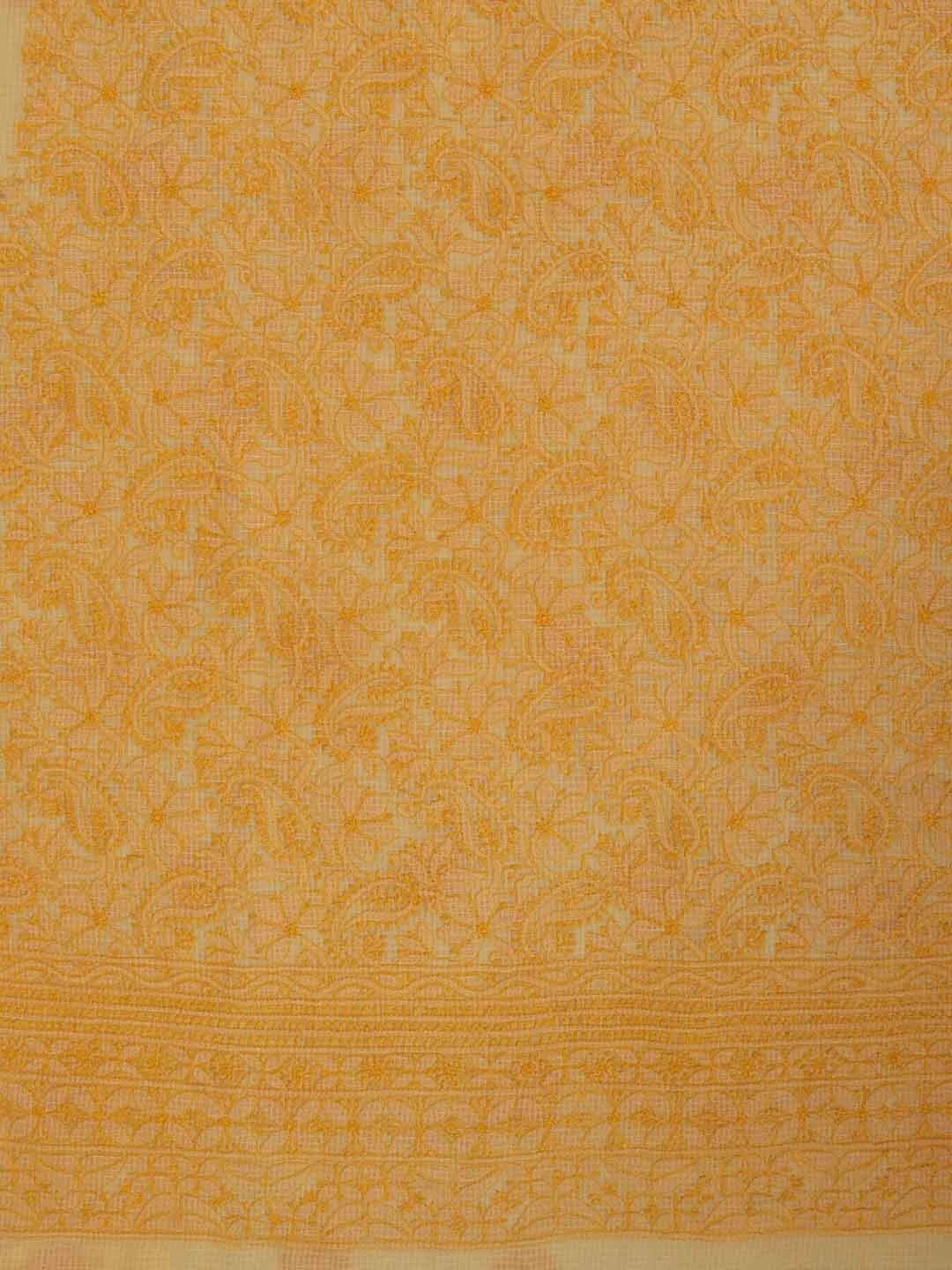 Ada Hand Embroidered Yellow Kota Lucknowi Chikankari Unstitched Kurta Dupatta Set 01A211007