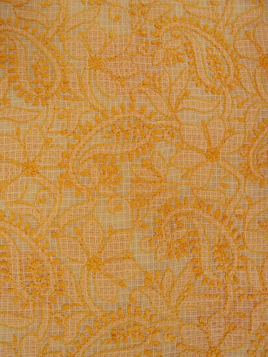 Ada Hand Embroidered Yellow Kota Lucknowi Chikankari Unstitched Kurta Dupatta Set 01A211007