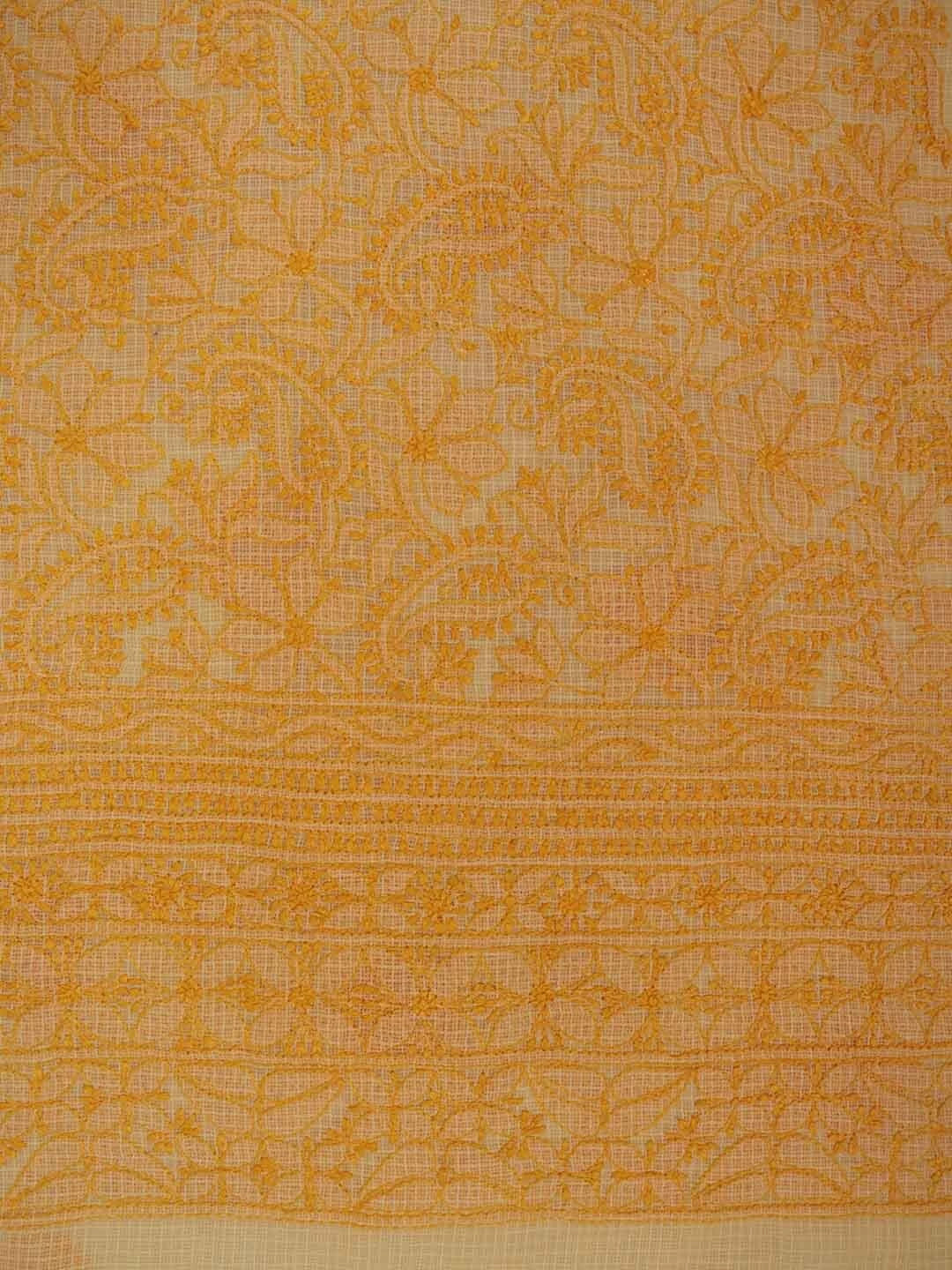 Ada Hand Embroidered Yellow Kota Lucknowi Chikankari Unstitched Kurta Dupatta Set 01A211007