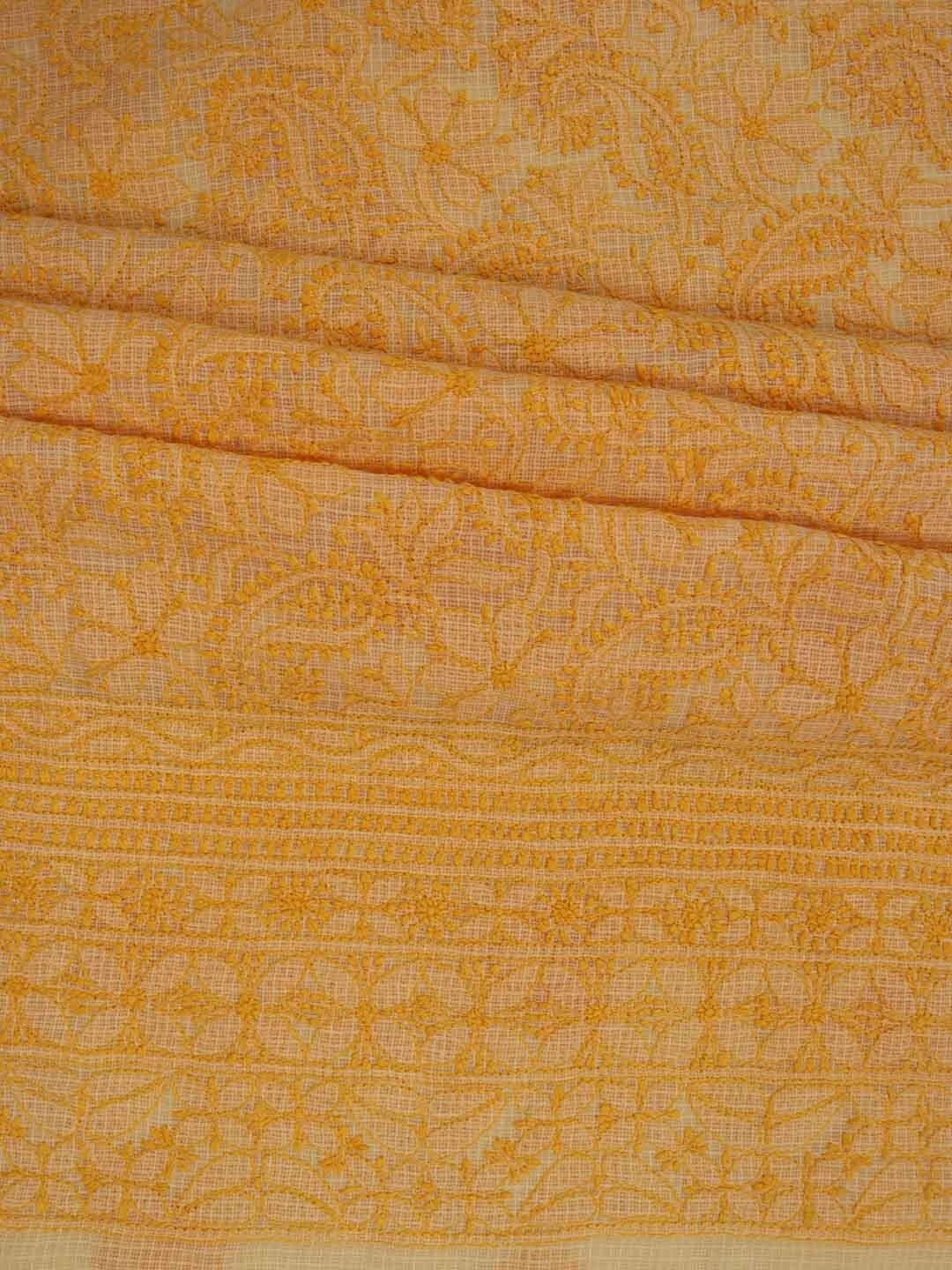 Ada Hand Embroidered Yellow Kota Lucknowi Chikankari Unstitched Kurta Dupatta Set 01A211007